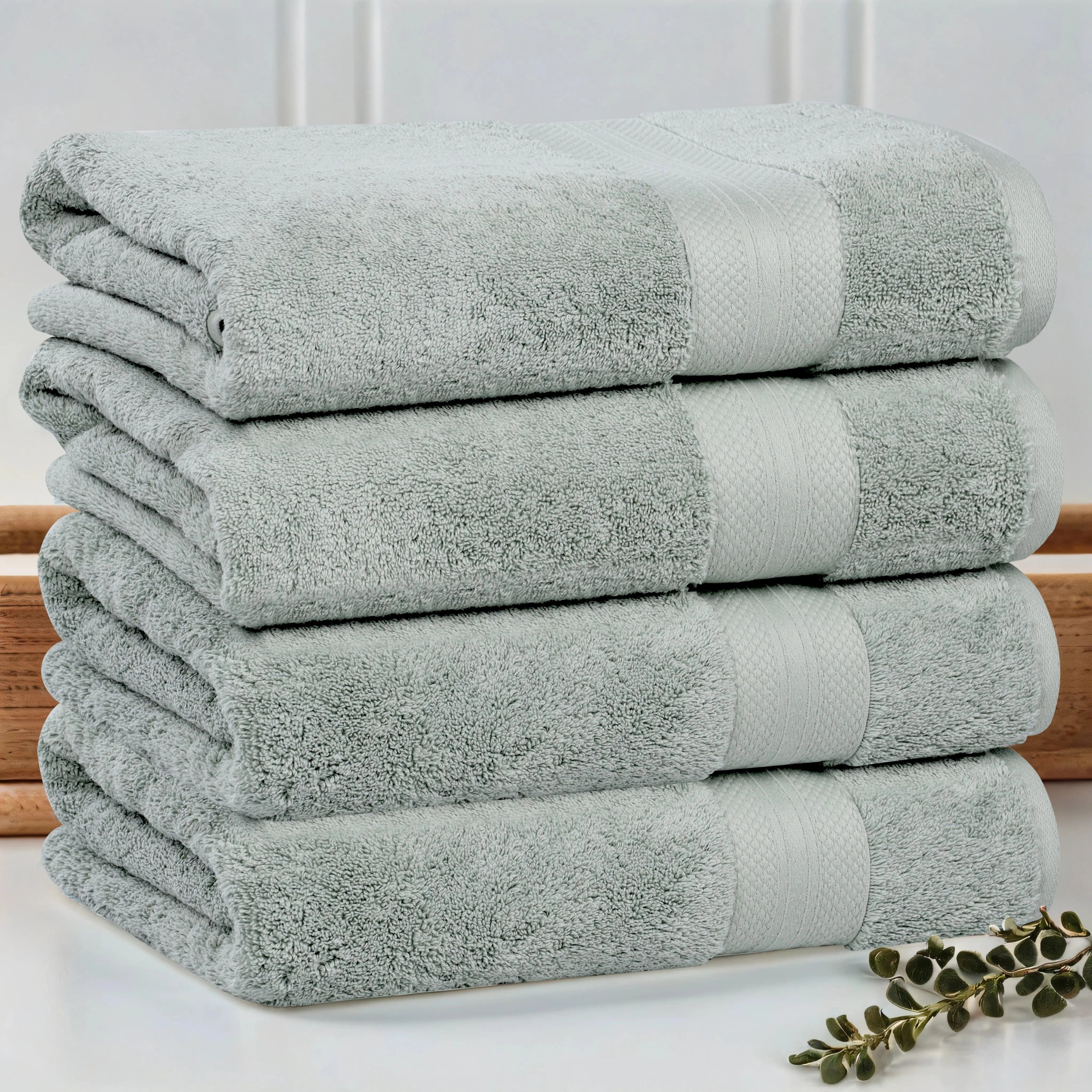 Aria Turkish Cotton Solid Heavyweight Plush Bath Towel Set of 4 - Bath Towel by Superior Brand