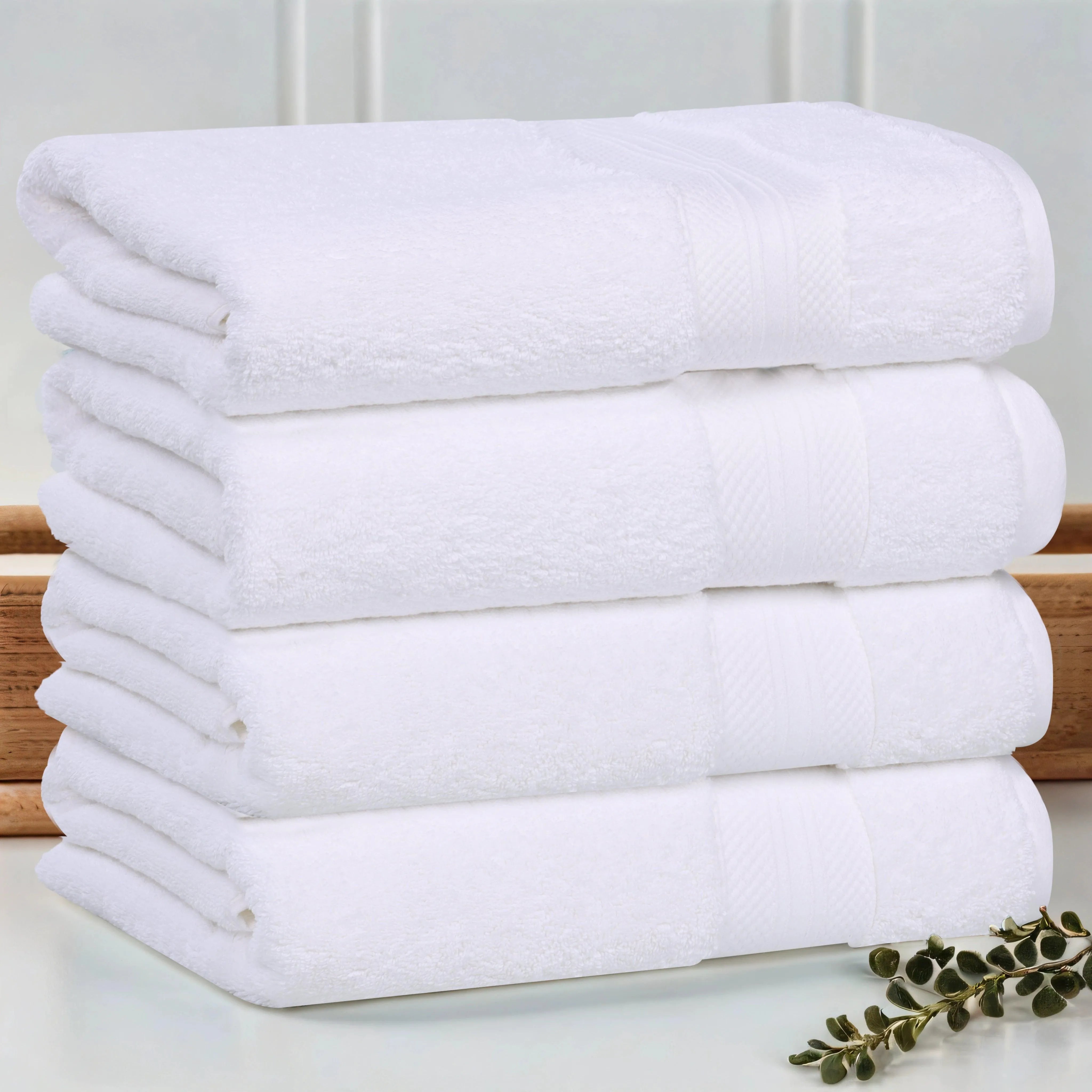Aria Turkish Cotton Solid Heavyweight Plush Bath Towel Set of 4 - Bath Towel by Superior Brand