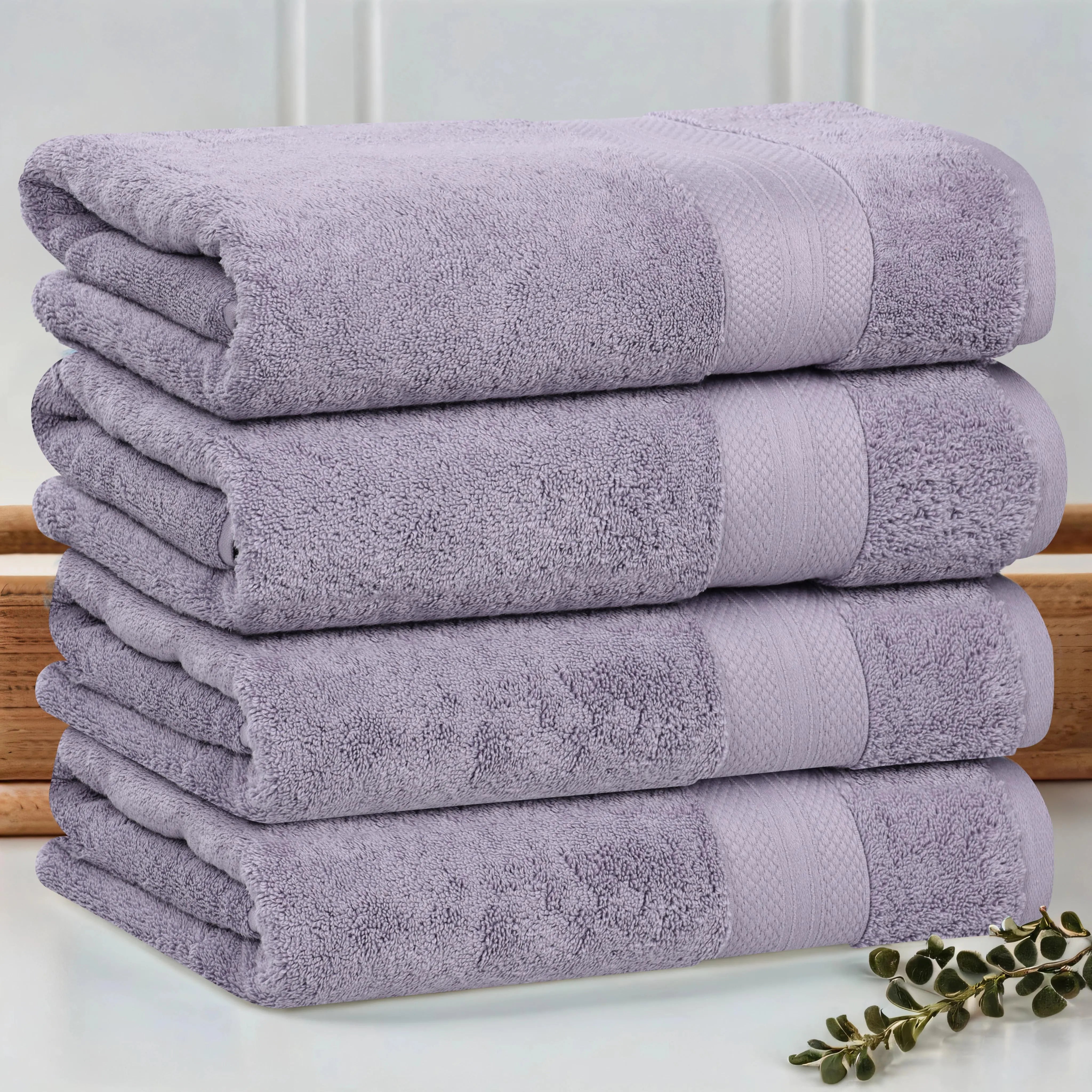 Aria Turkish Cotton Solid Heavyweight Plush Bath Towel Set of 4 - Bath Towel by Superior Brand