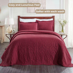 Aspen Cotton Blend Jacquard Floral Scalloped Edge Bedspread Set - Bedspread by Superior