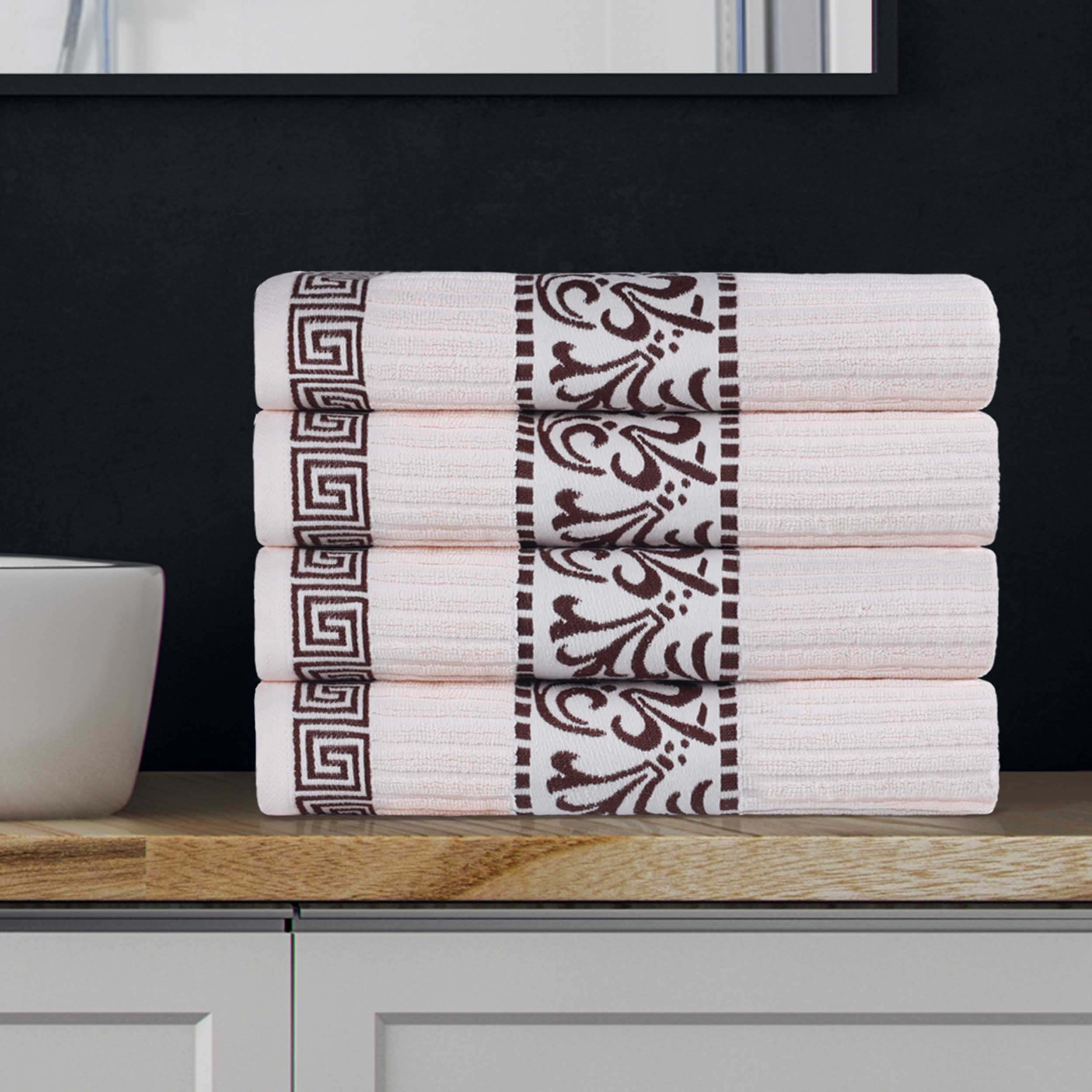 Cotton Terry Greek Key Bath Towel Set of 4 - Bath Towel by Superior Brand