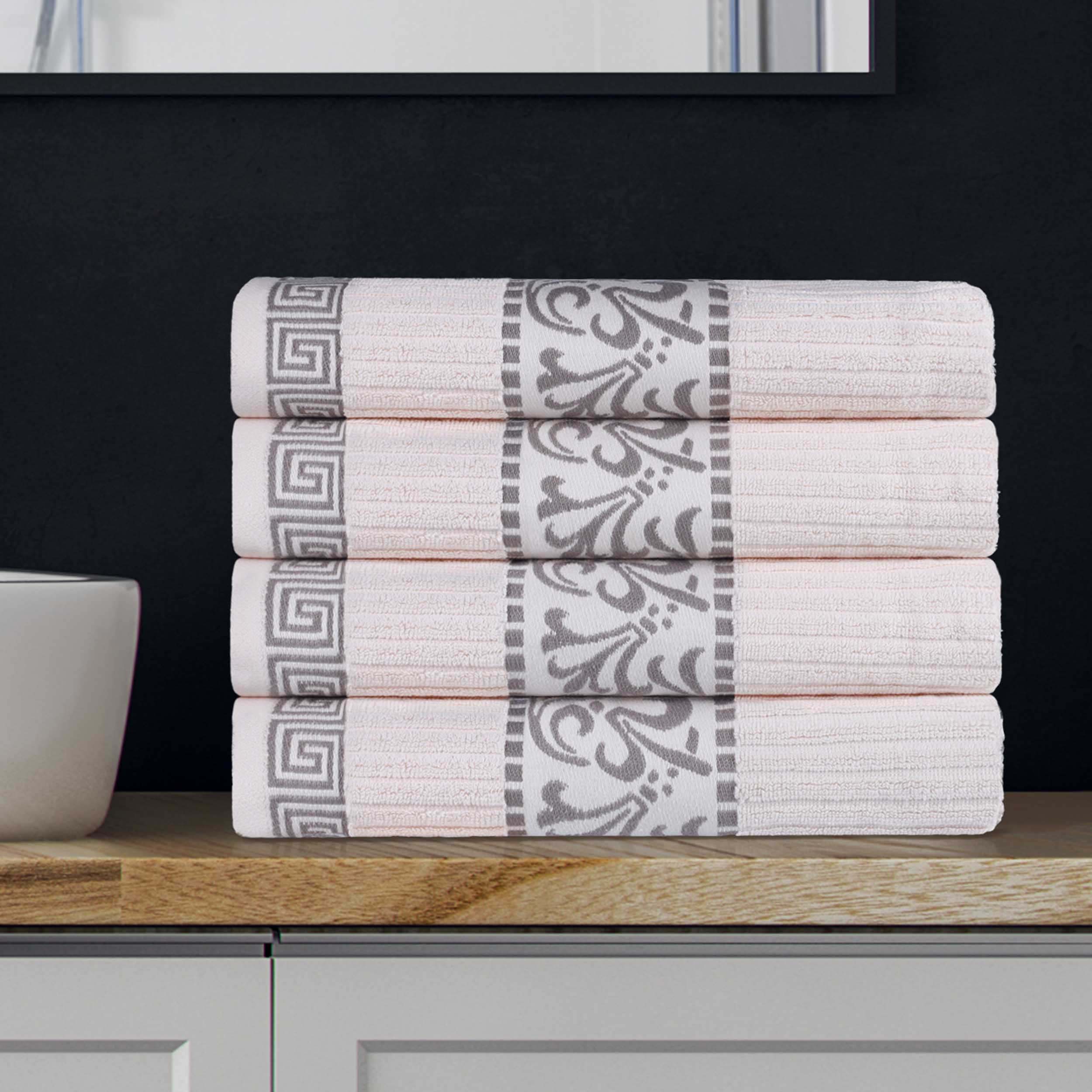 Cotton Terry Greek Key Bath Towel Set of 4 - Bath Towel by Superior Brand
