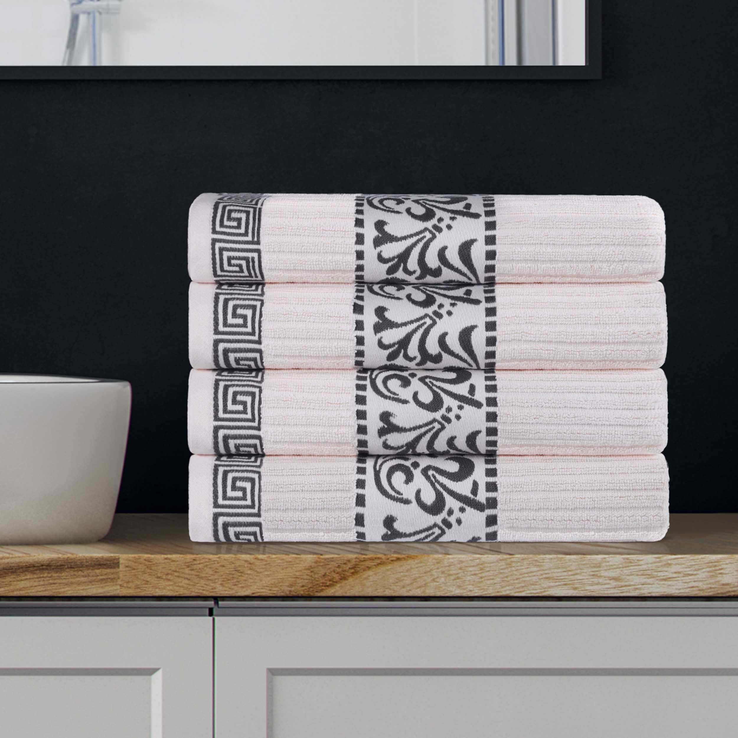 Cotton Terry Greek Key Bath Towel Set of 4 - Bath Towel by Superior Brand