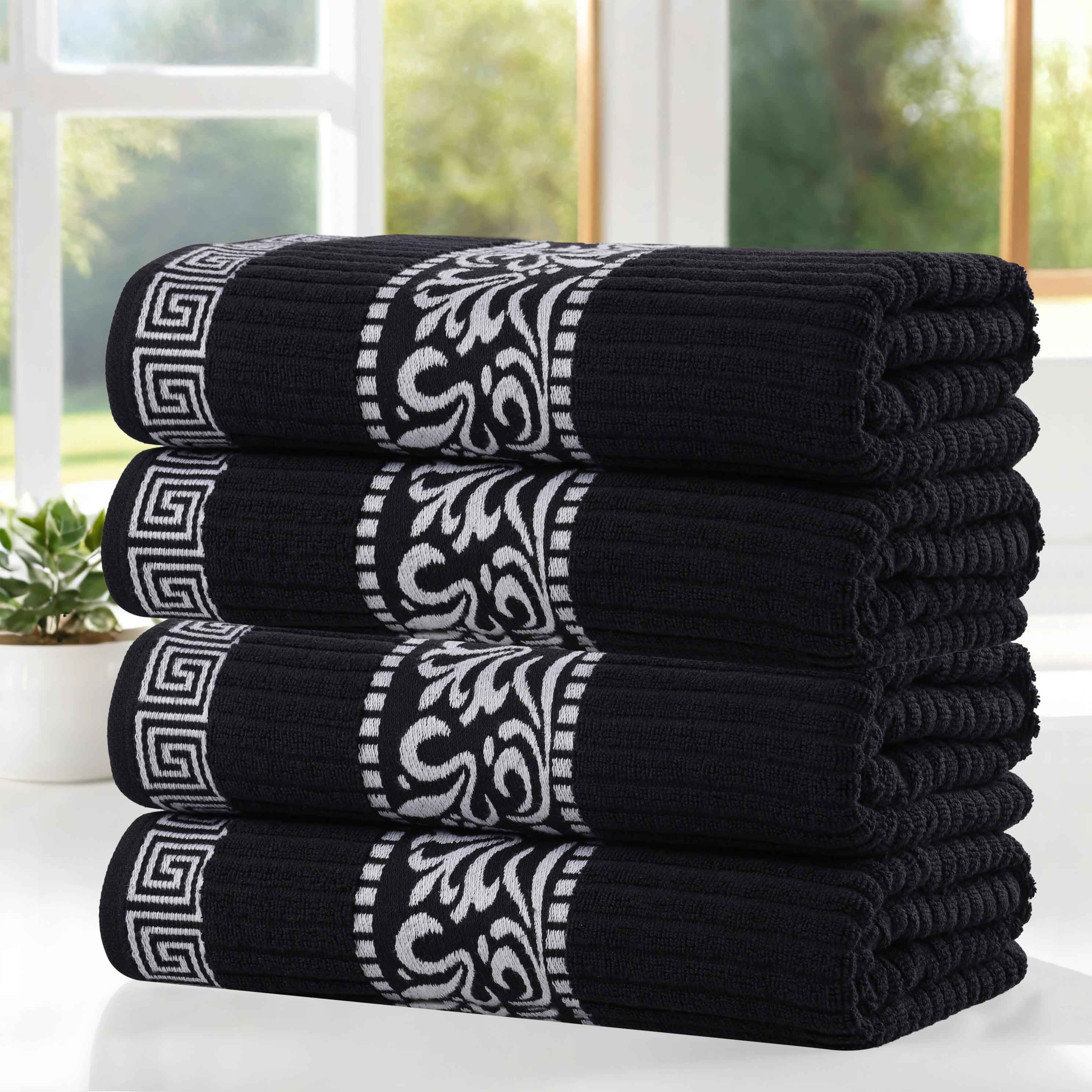 Cotton Terry Greek Key Bath Towel Set of 4 - Bath Towel by Superior Brand