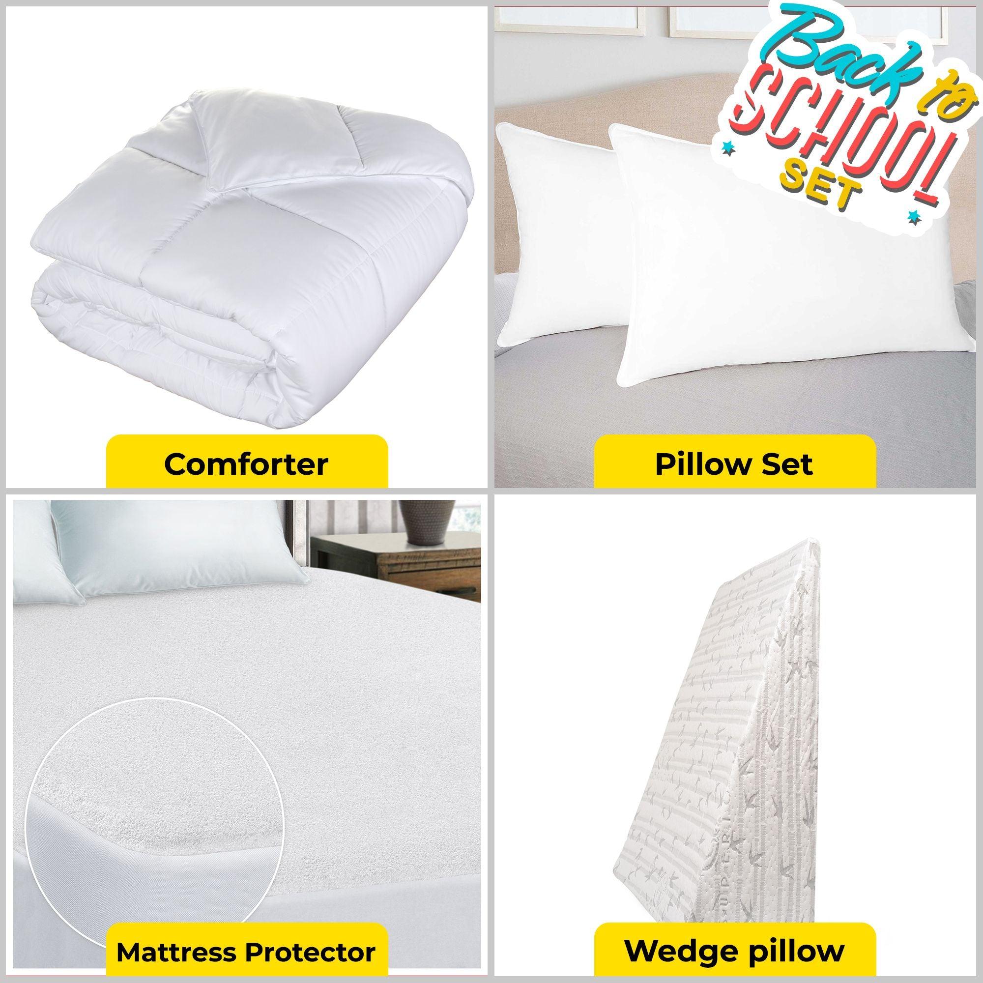 Superior Basics Bedroom Set, Bedding, Full/ Queen, White - Back To School Kit by Superior Brand