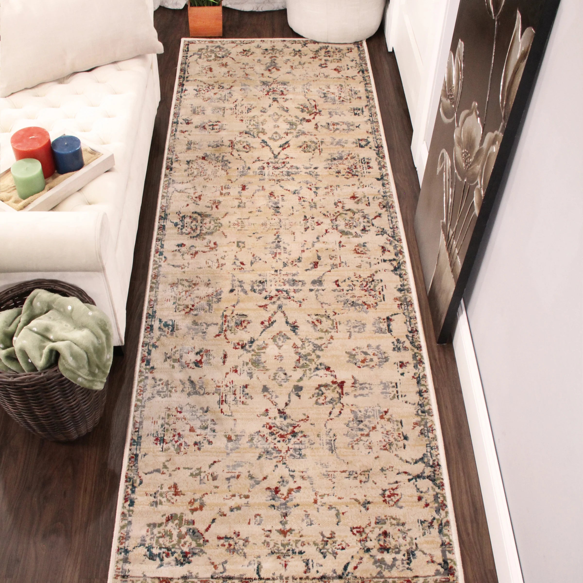 Basilio Modern Farmhouse Distressed Medallion Indoor Area Rug - Rugs by Superior