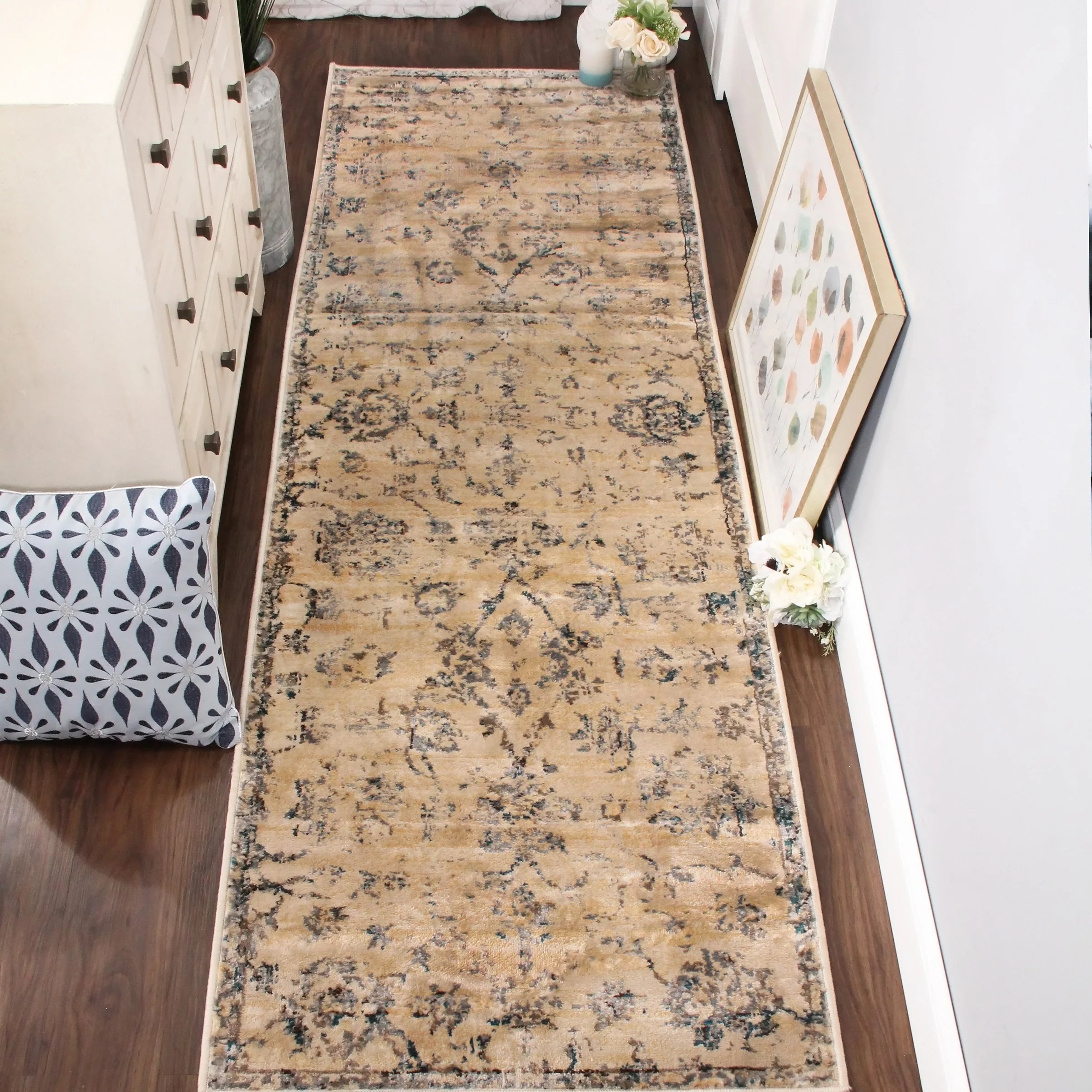 Basilio Modern Farmhouse Distressed Medallion Indoor Area Rug - Rugs by Superior