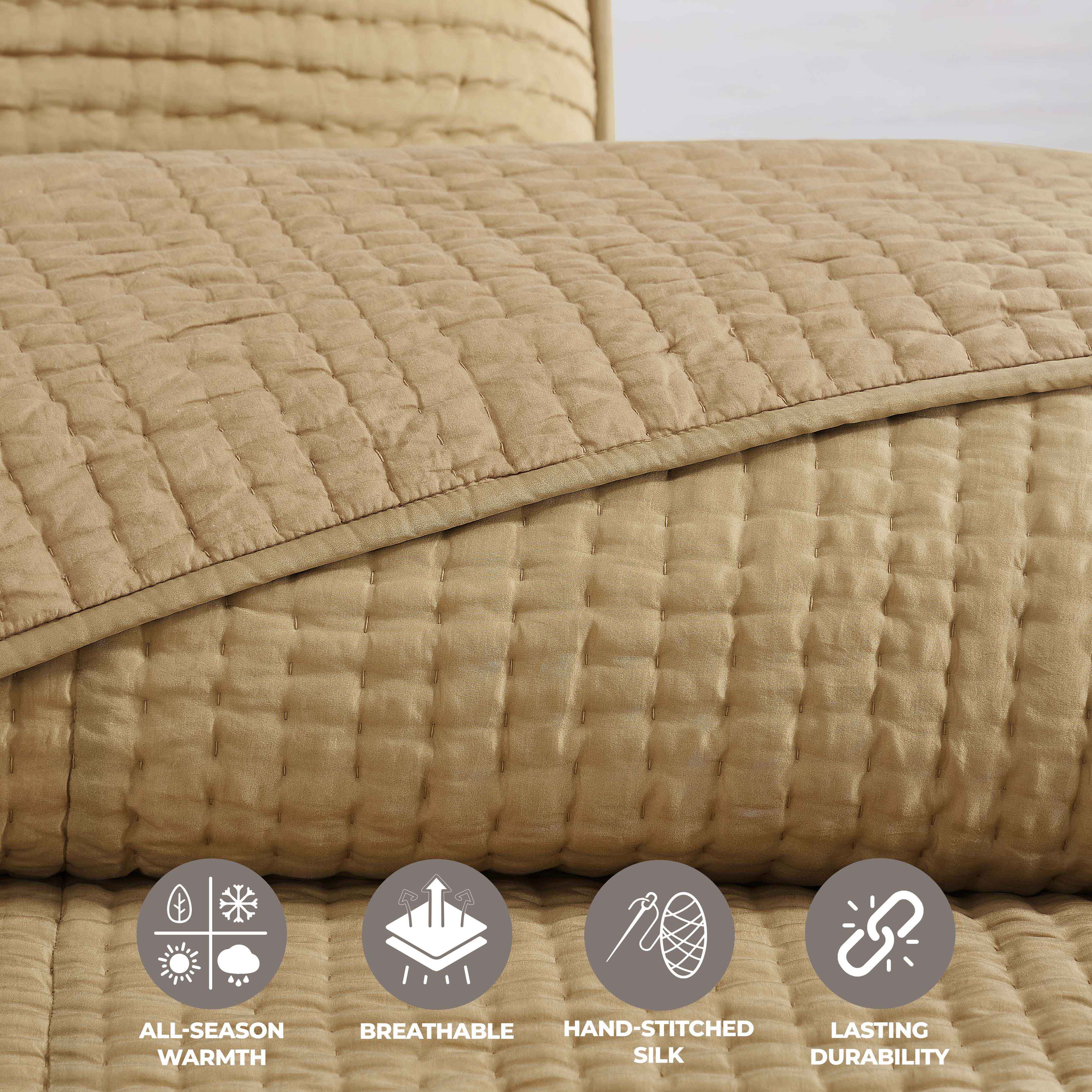 Bella 100% Silk All-Season Hand Quilted Handmade Quilt Set - Quilt Set by Superior