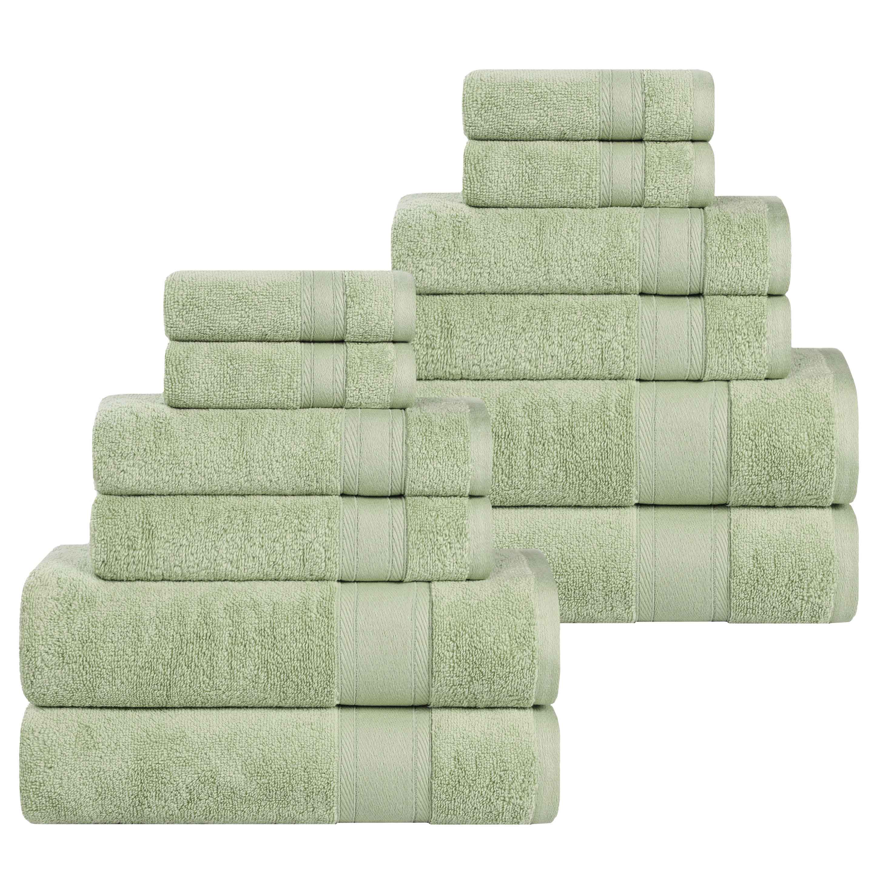 Belmont Zero Twist Cotton Medium Weight Absorbent 12 Piece Towel Set - Towel Set by Superior Brand