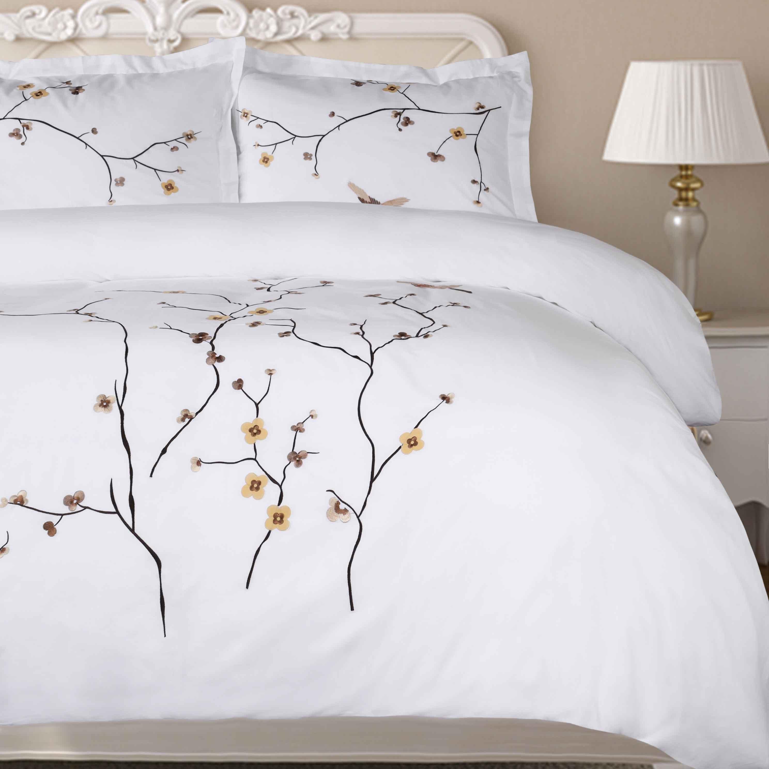 Blossom Cotton Floral Embroidered 3 Piece Duvet Cover Set - Duvet Cover Set by Superior Brand