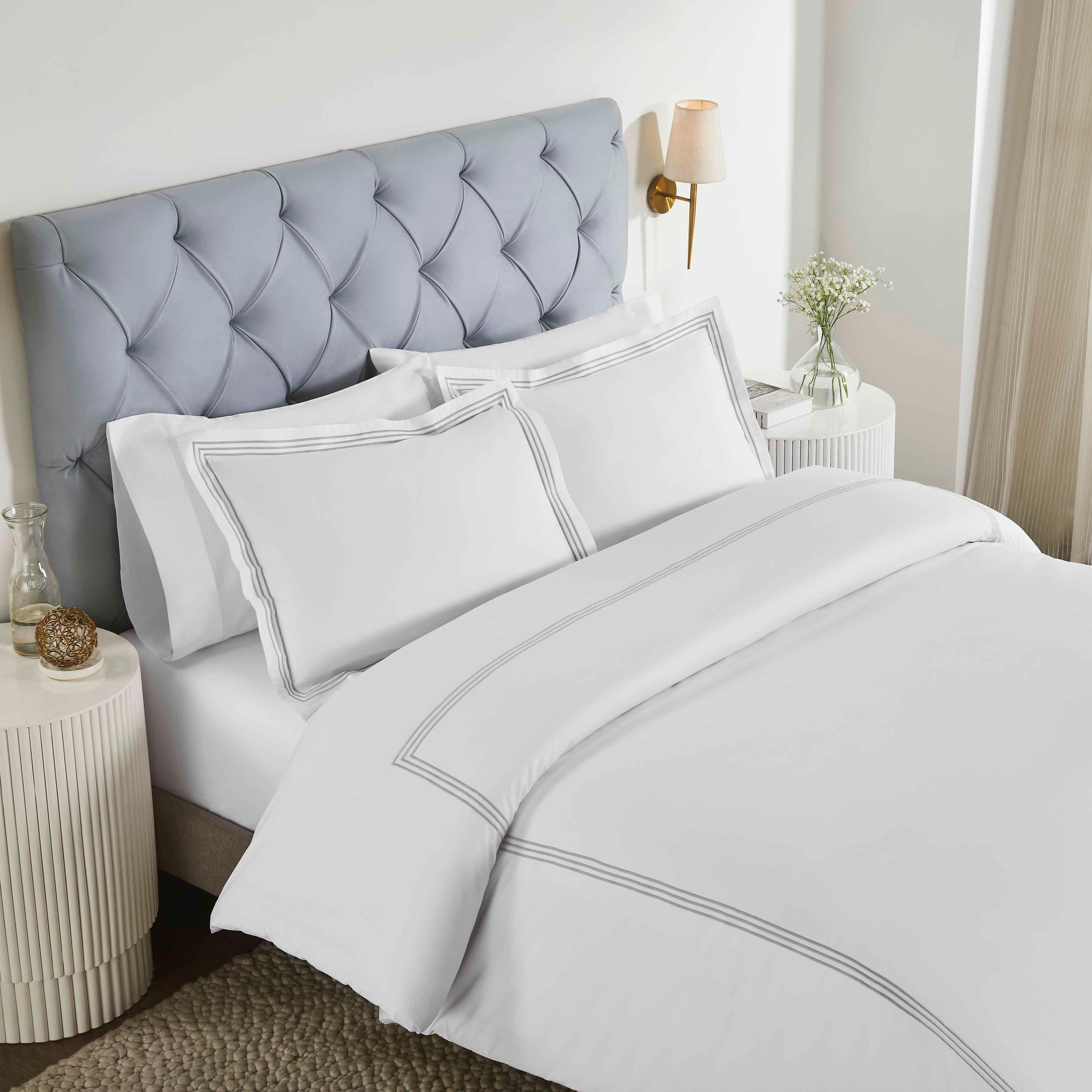 Brandon Cotton Three-Line Embroidered 3 Piece Duvet Cover Set - Duvet Cover Set by Superior Brand