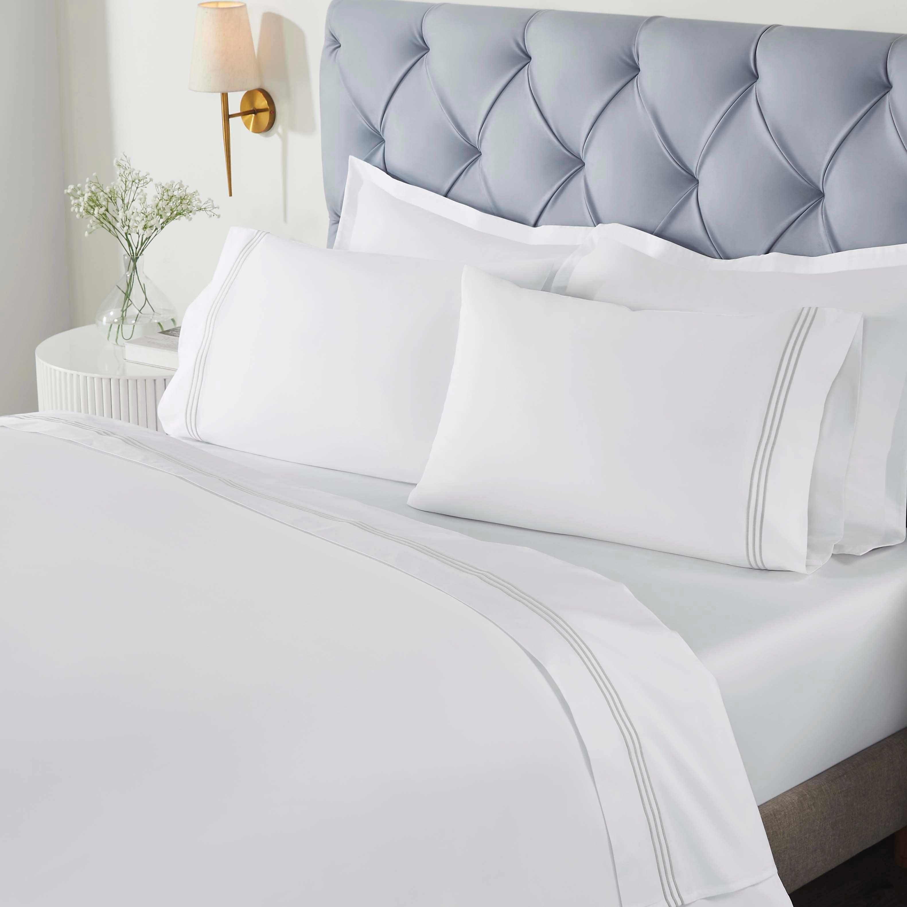 Brandon Cotton Three-Line Embroidered Deep Pocket Bed Sheet Set - Sheet Set by Superior