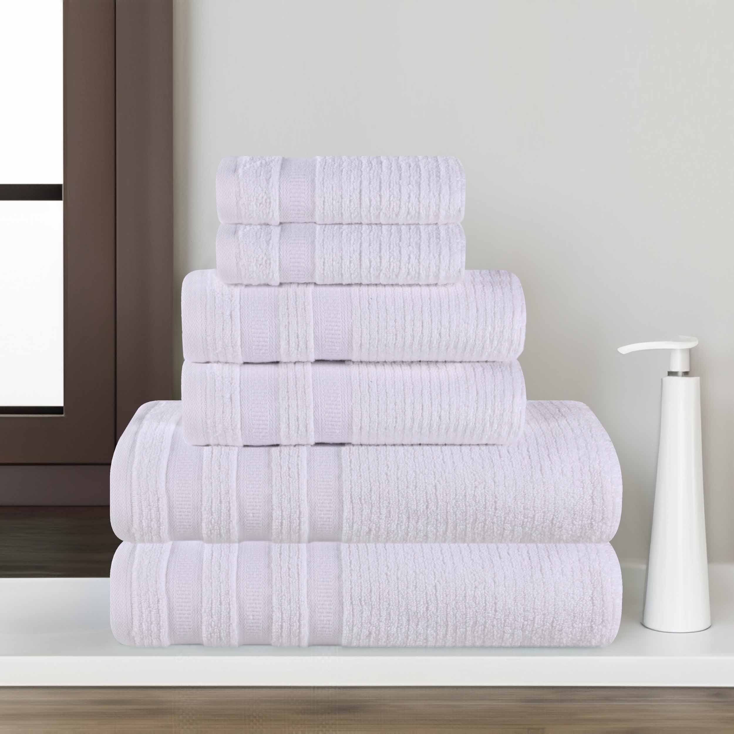 Zero Twist Cotton Ribbed Towel Set 6-Piece - Brea - Towel Set by Superior Brand