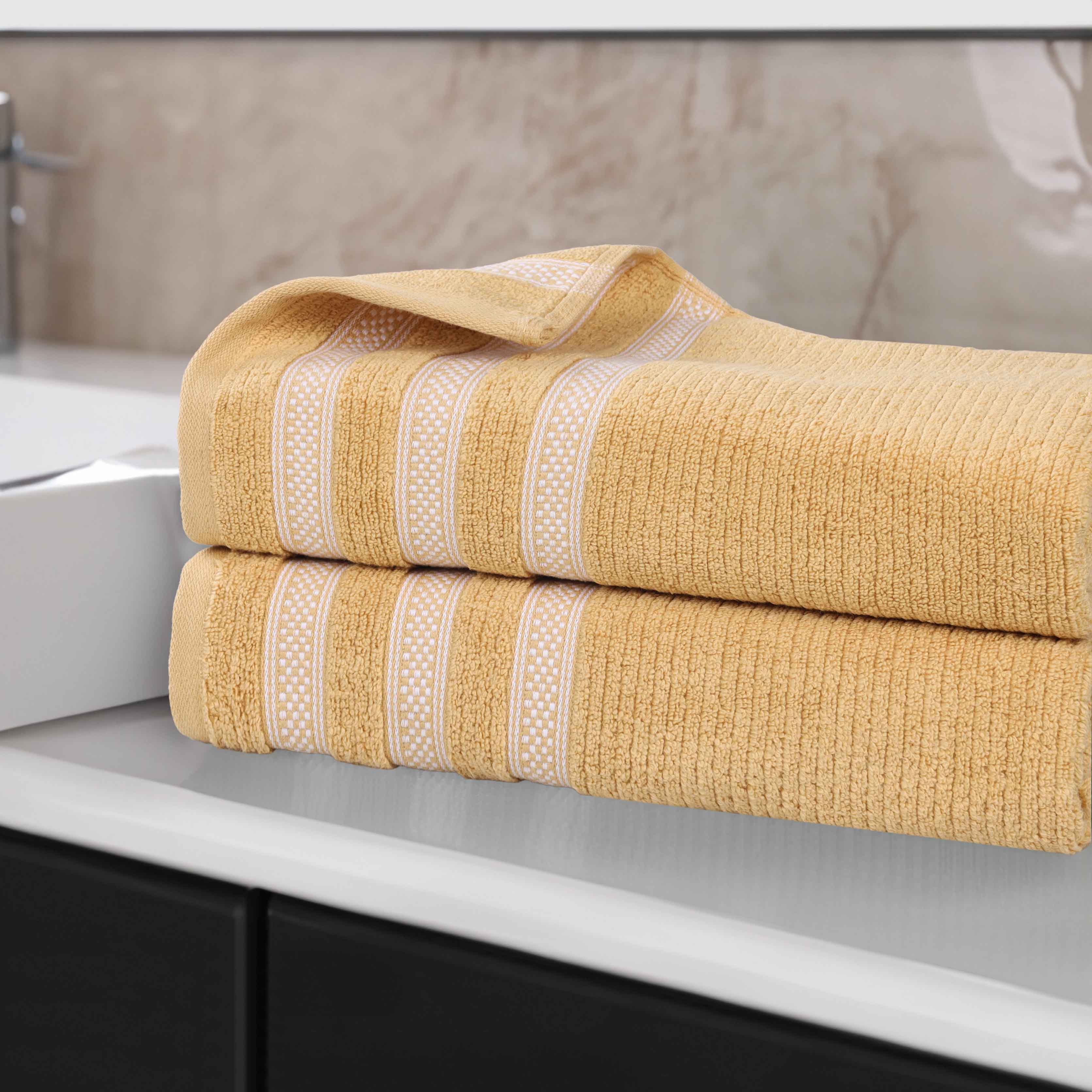 Brea Zero Twist Cotton Ribbed Geometric Border Bath Sheet Set of 2 - Bath Sheet by Superior Brand