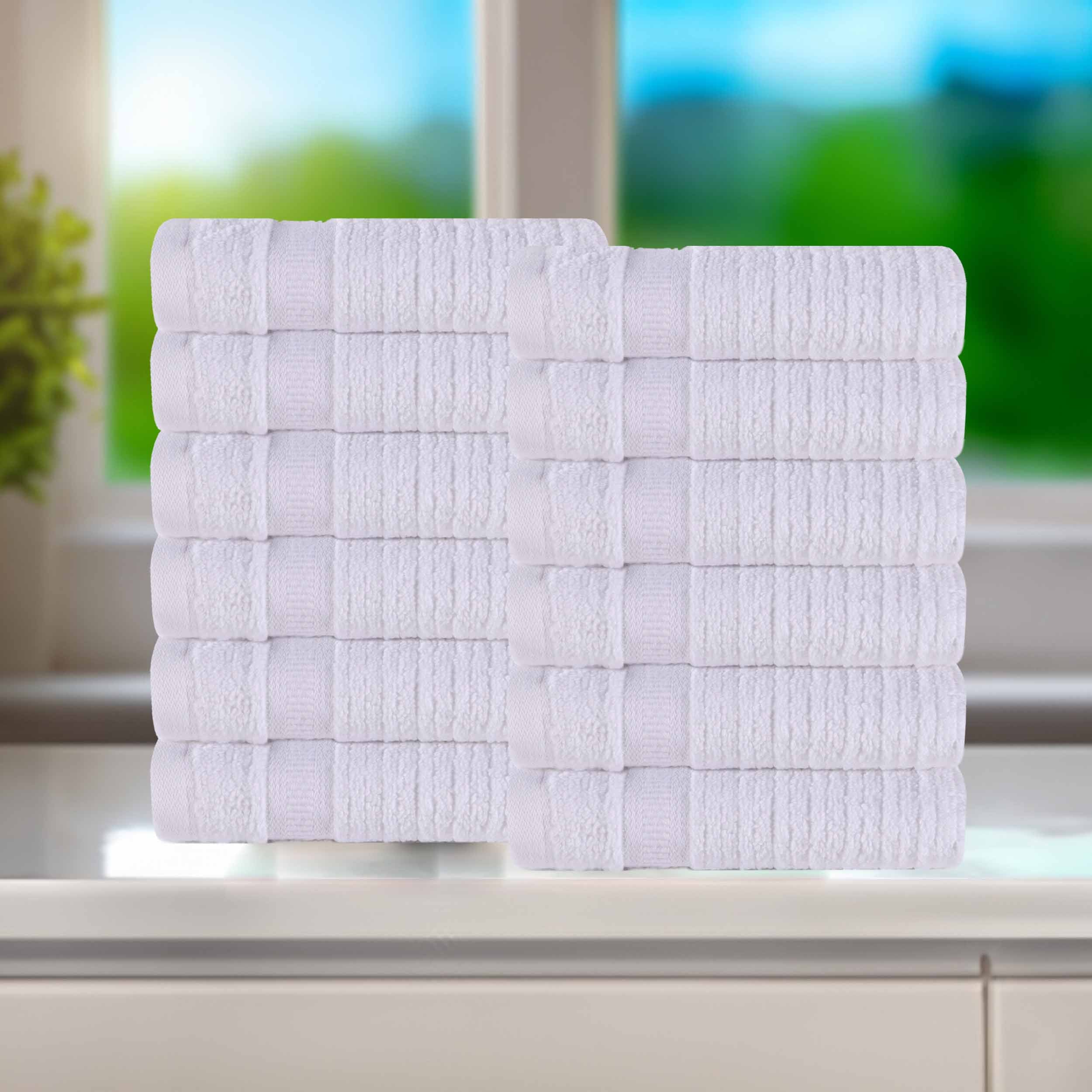 Brea Zero-Twist Cotton Ribbed Face Towel Set 12 Piece - Face Towel by Superior Brand