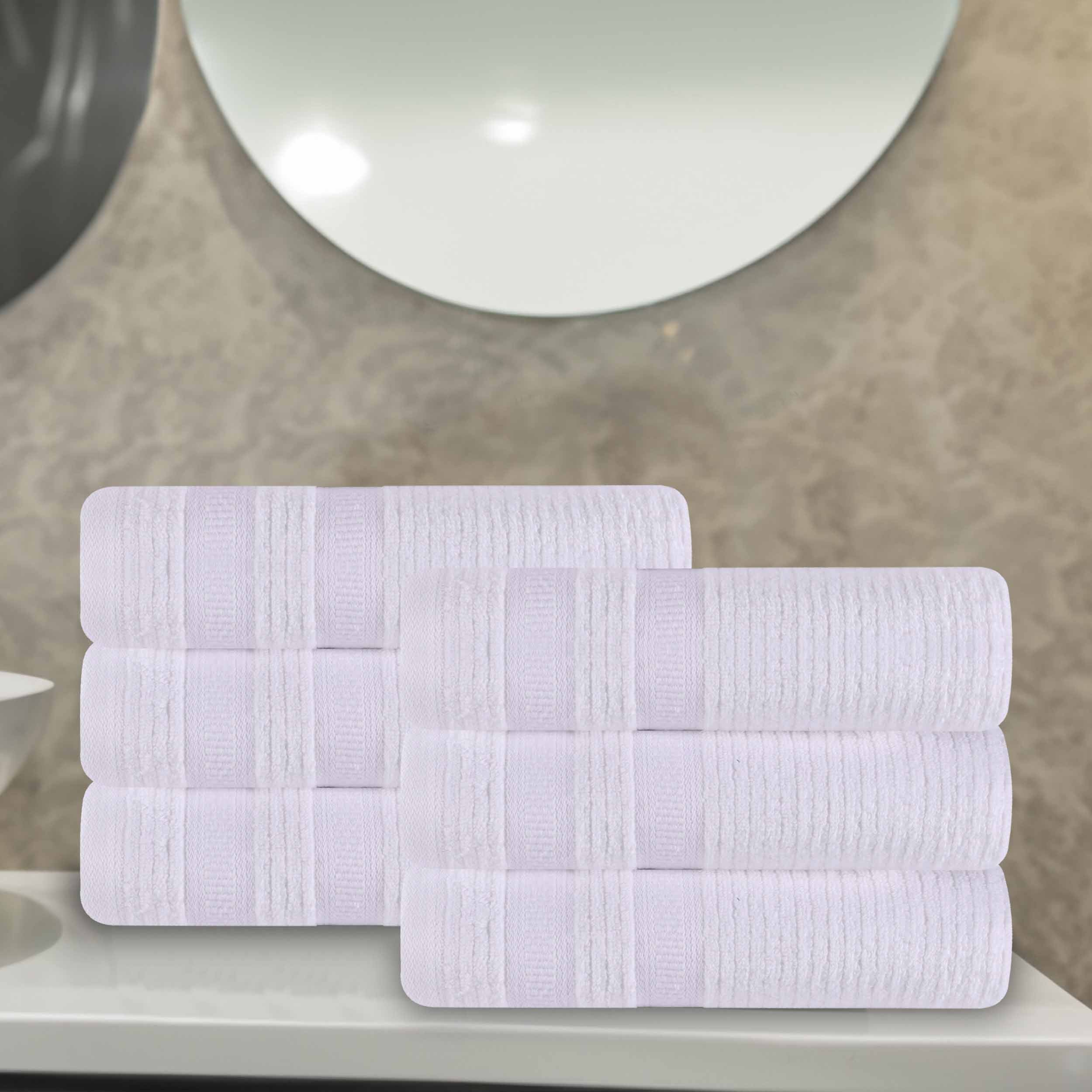 Brea Zero Twist Cotton Ribbed Modern Geometric Hand Towel Set of 6 - Hand Towel by Superior Brand
