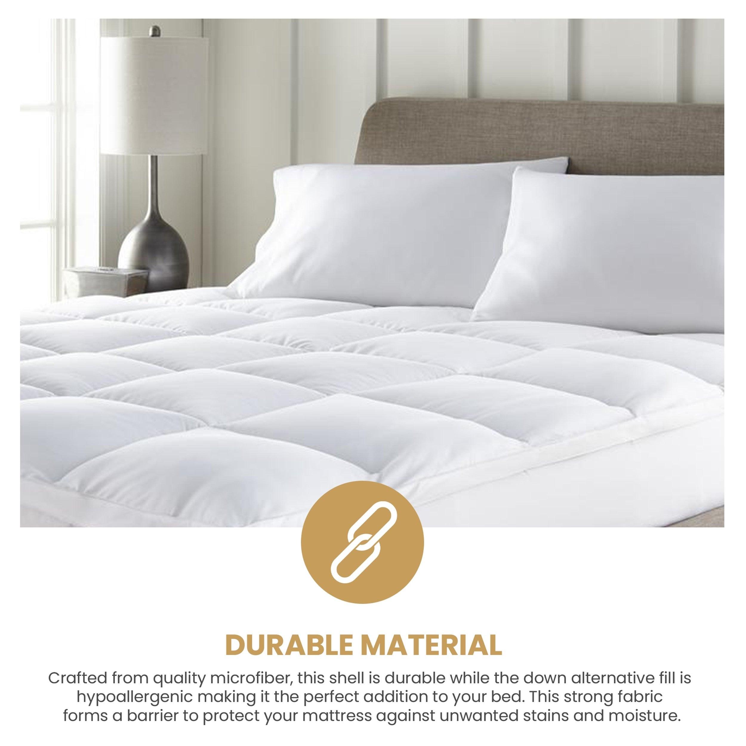 Brushed Microfiber Down Alternative Mattress Topper 2 Inch White - Mattress Topper by Superior