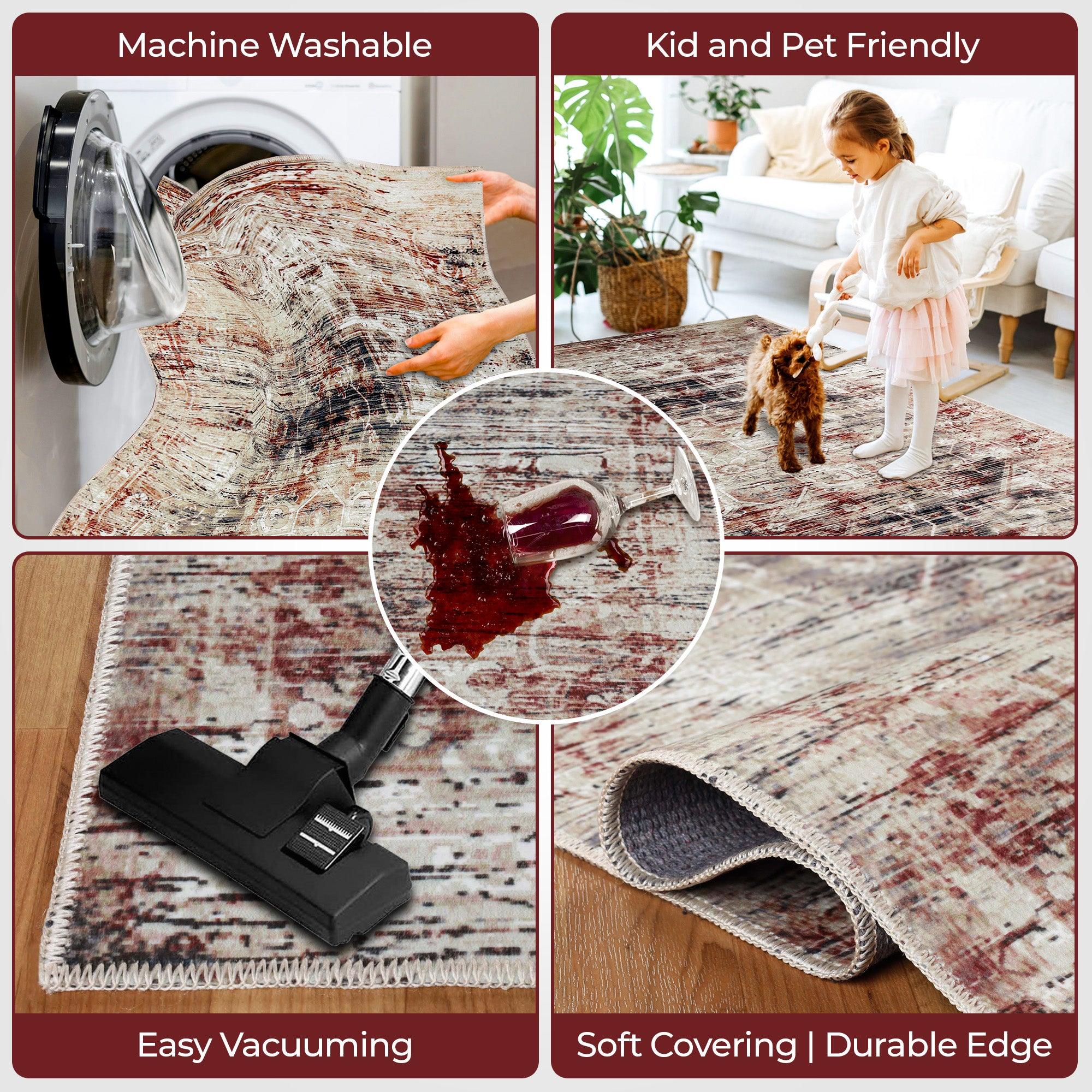 Canary Vintage Distressed Medallion Washable Indoor Area Rug - Rugs by Superior