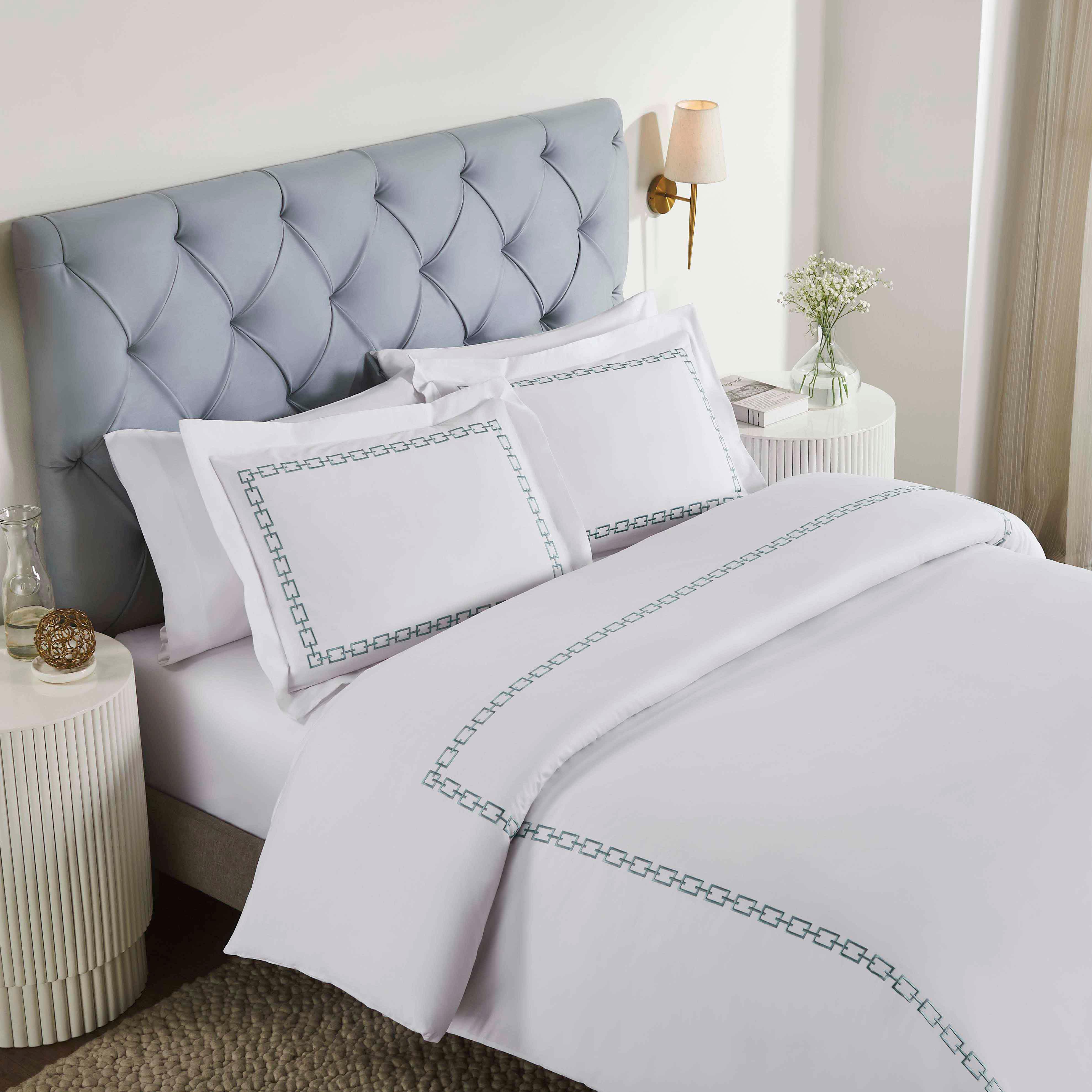 100% Cotton Chain Links Embroidered Duvet Cover Set - Duvet Cover Set by Superior Brand