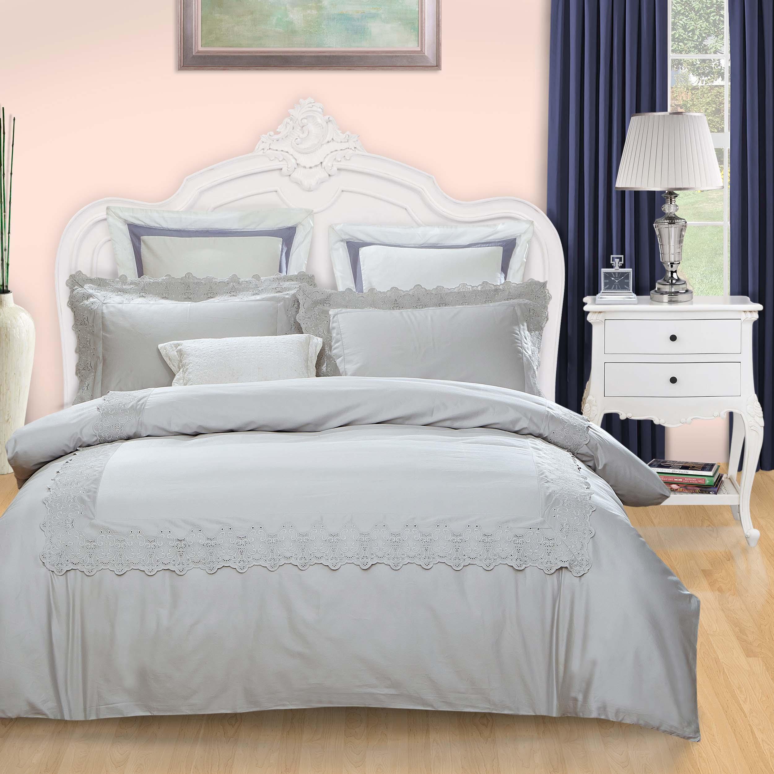 Charlotte Victorian Eyelet Cotton Duvet Cover Set - Duvet Cover Set by Superior Brand