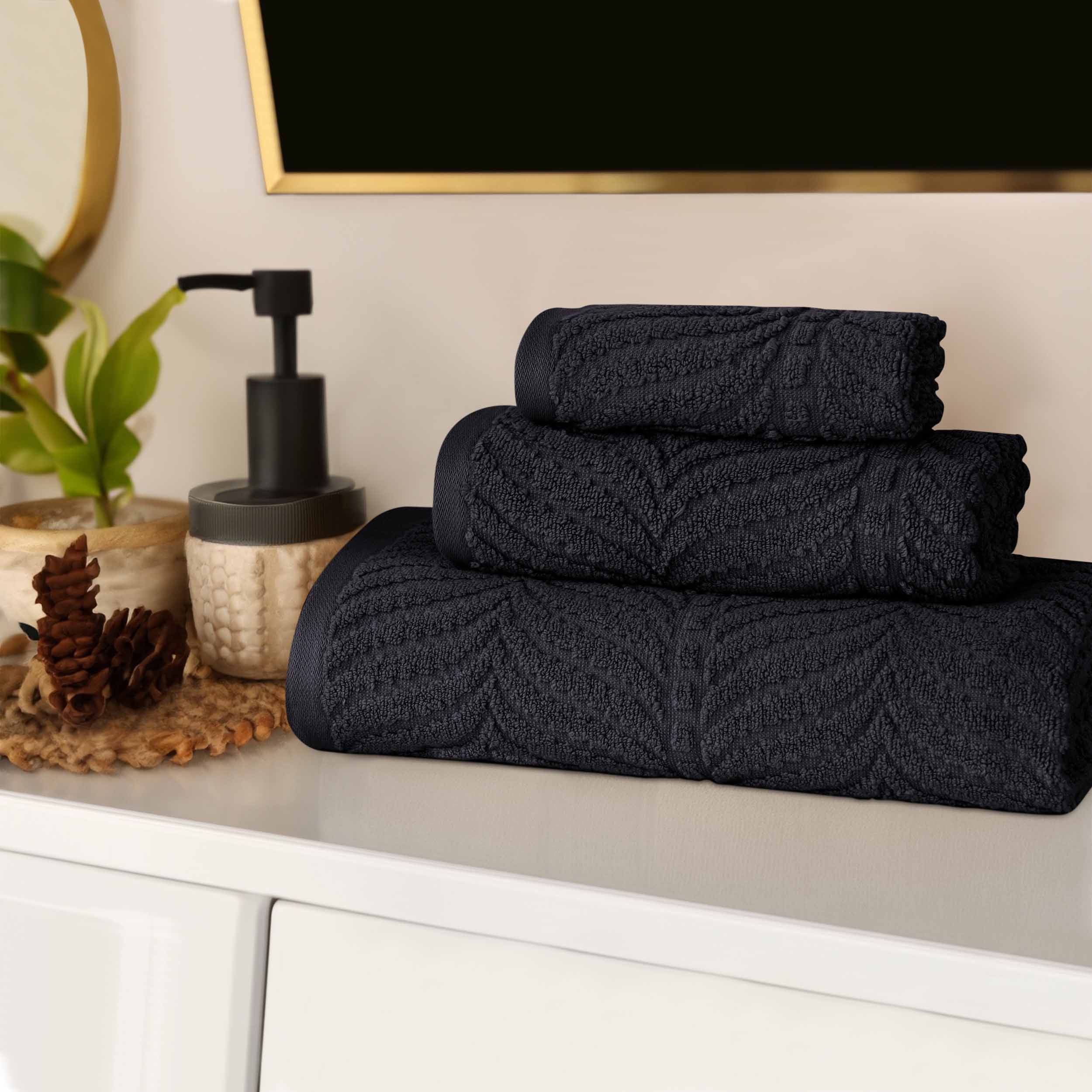 Chevron Zero Twist Jaquard Cotton 3 Piece Bathroom Towel Set - Towel Set by Superior Brand