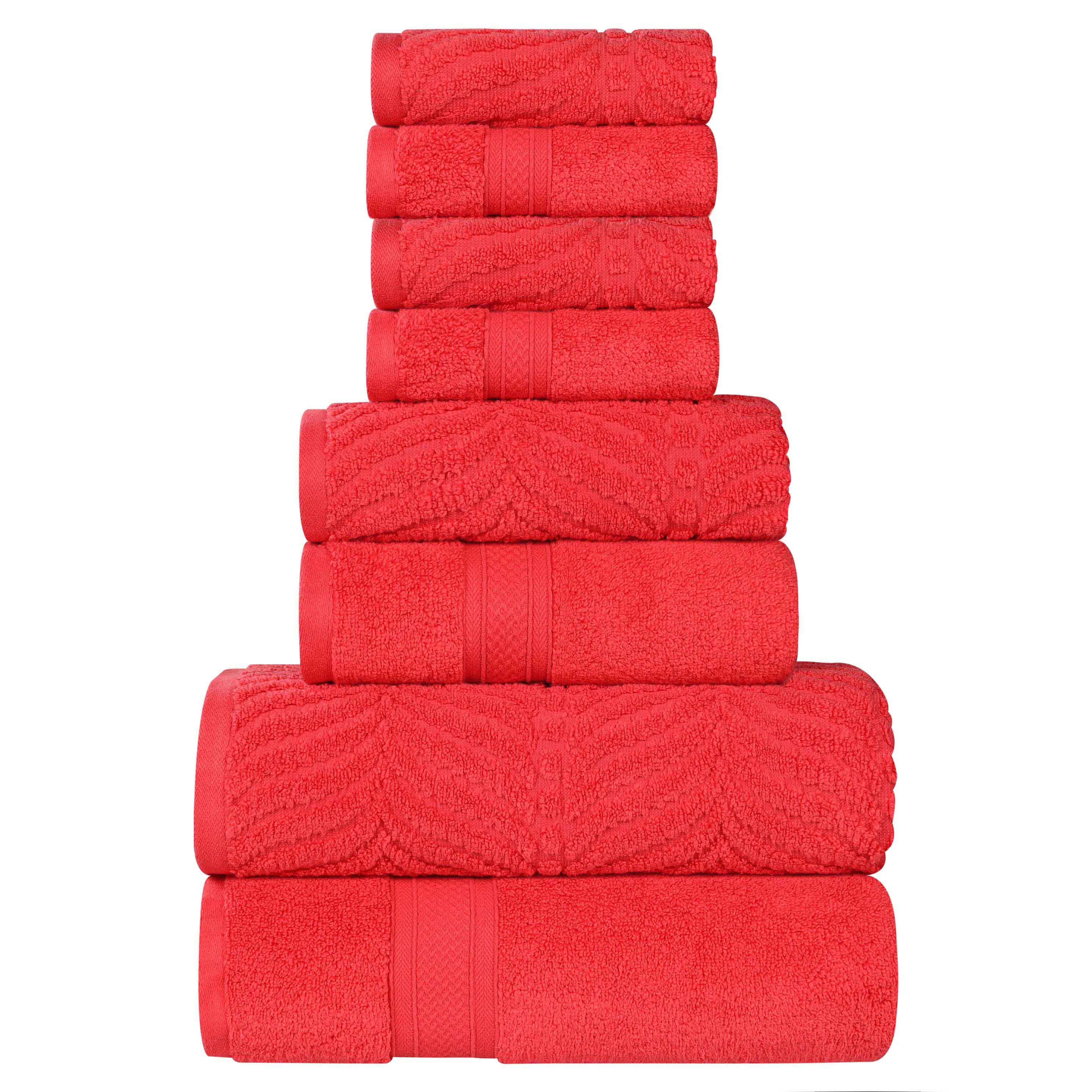 Chevron Zero Twist Solid and Jacquard Cotton 8 Piece Towel Set - Towel Set by Superior Brand