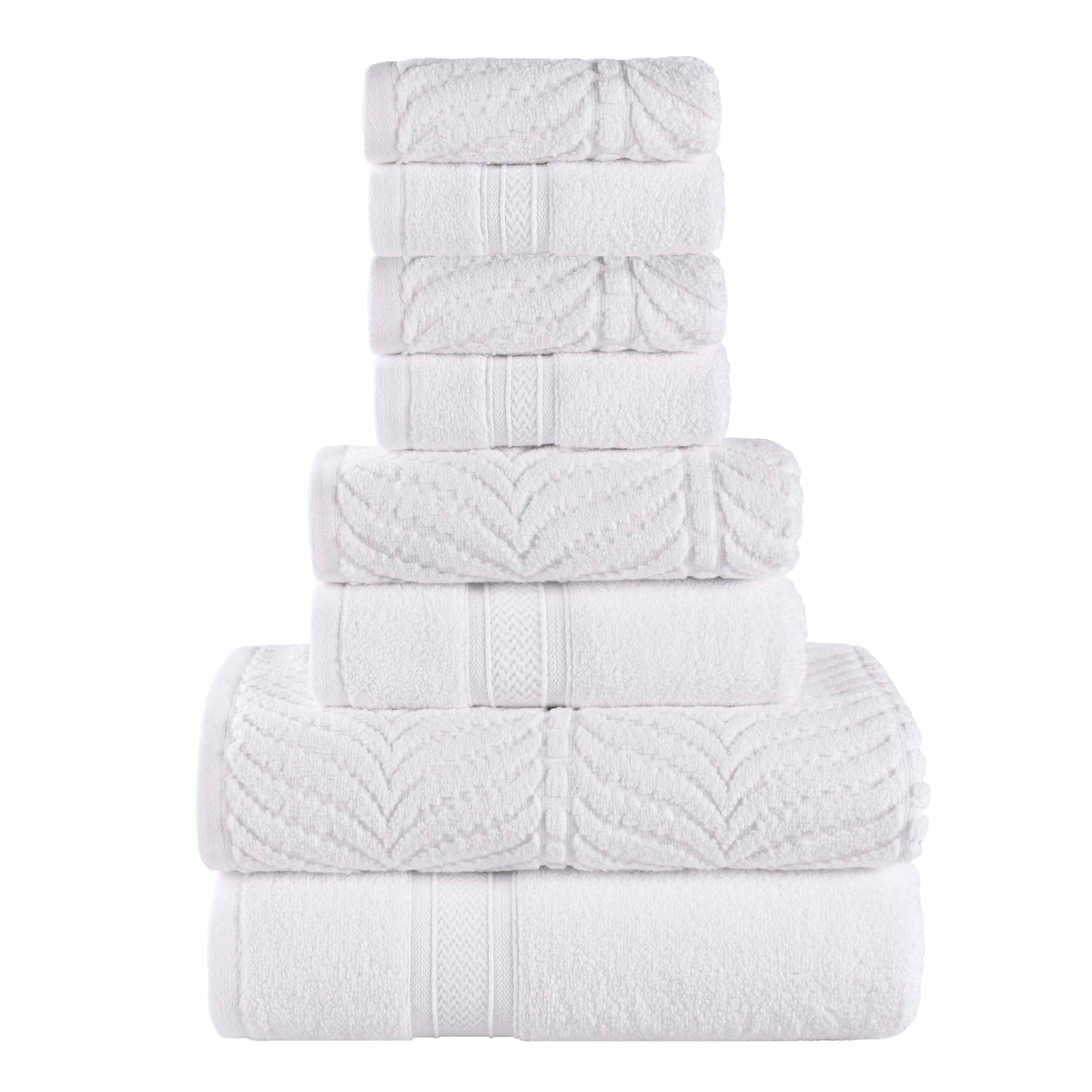 Chevron Zero Twist Solid and Jacquard Cotton 8 Piece Towel Set - Towel Set by Superior Brand