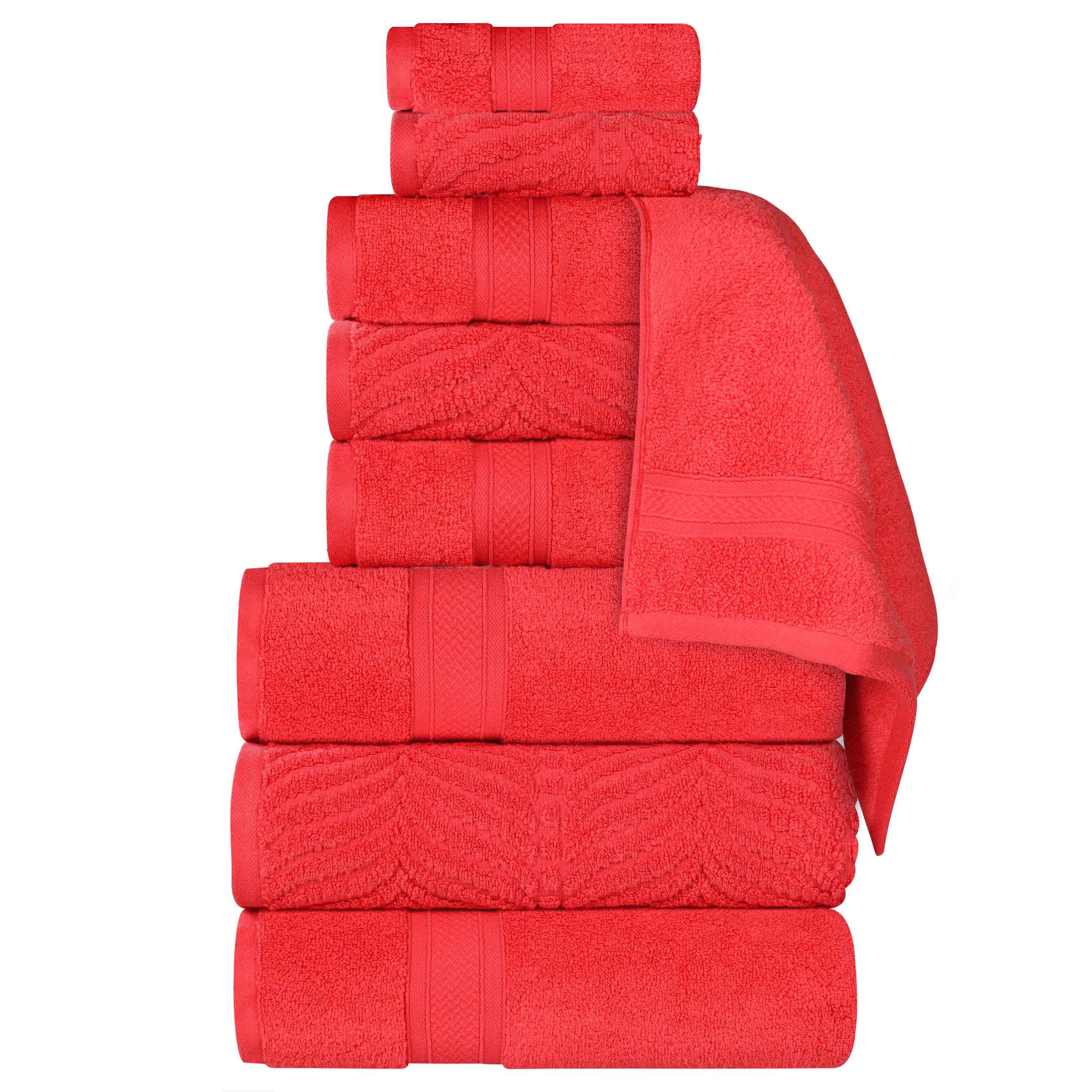 Chevron Zero Twist Solid and Jacquard Cotton 9 Piece Towel Set - Towel Set by Superior Brand