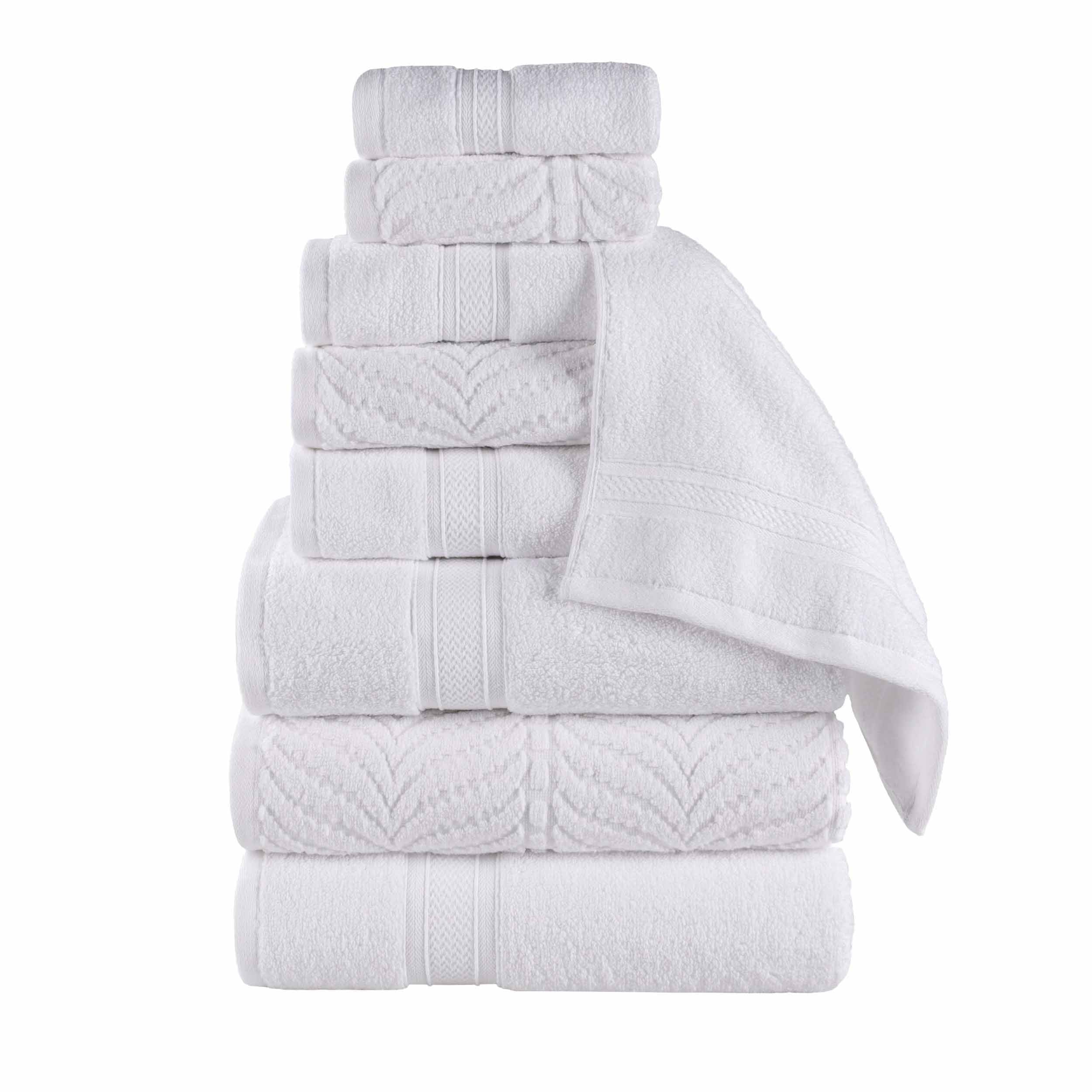 Chevron Zero Twist Solid and Jacquard Cotton 9 Piece Towel Set - Towel Set by Superior Brand