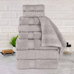 Chevron Zero Twist Solid and Jacquard Cotton 9 Piece Towel Set - Towel Set by Superior