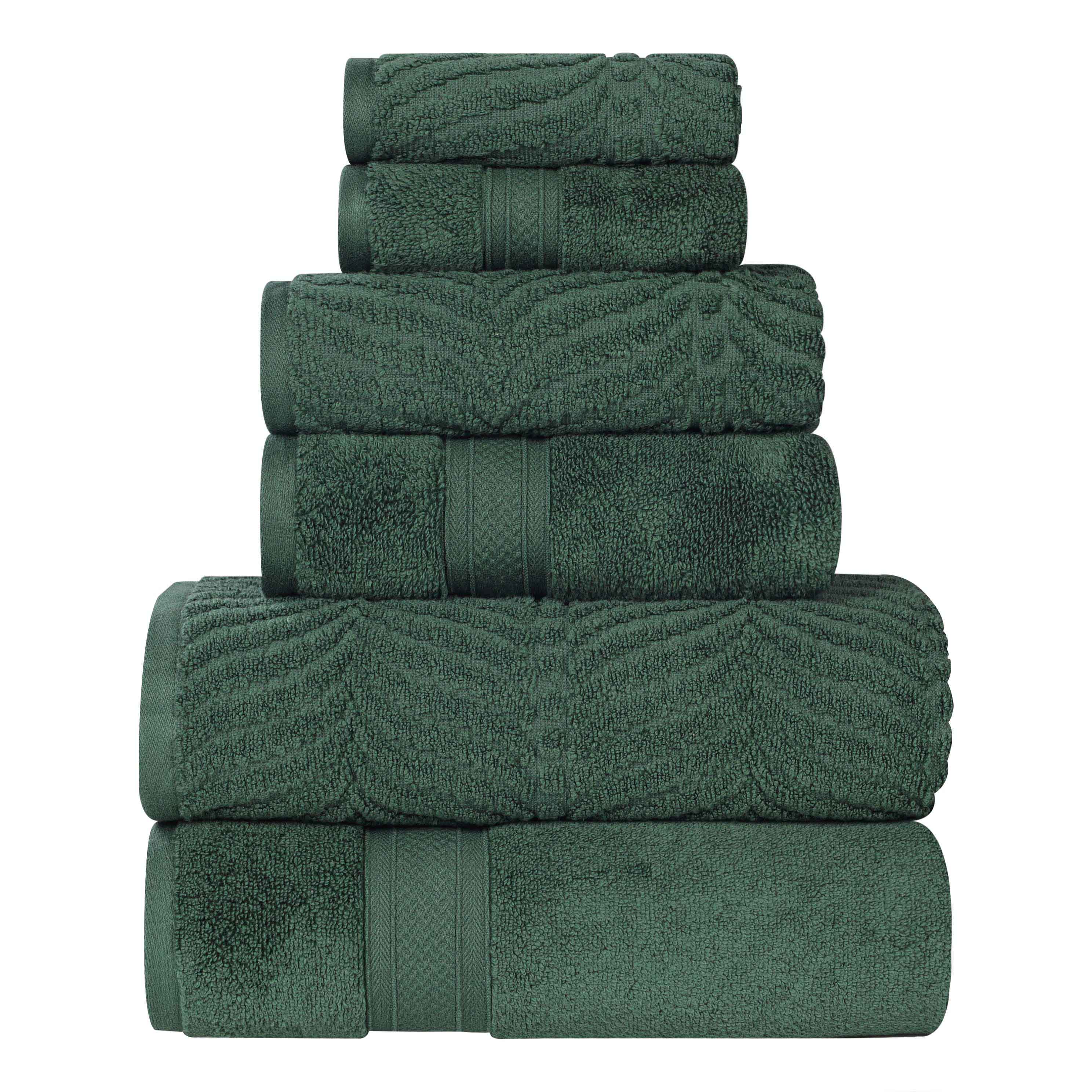 Chevron Zero Twist Solid and Jacquard Soft Cotton 6 Piece Towel Set - Towel Set by Superior Brand