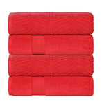 Chevron Zero Twist Solid and Jacquard Soft Cotton Bath Towel Set of 4 - Bath Towel by Superior