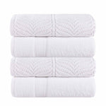 Chevron Zero Twist Solid and Jacquard Soft Cotton Bath Towel Set of 4 - Bath Towel by Superior