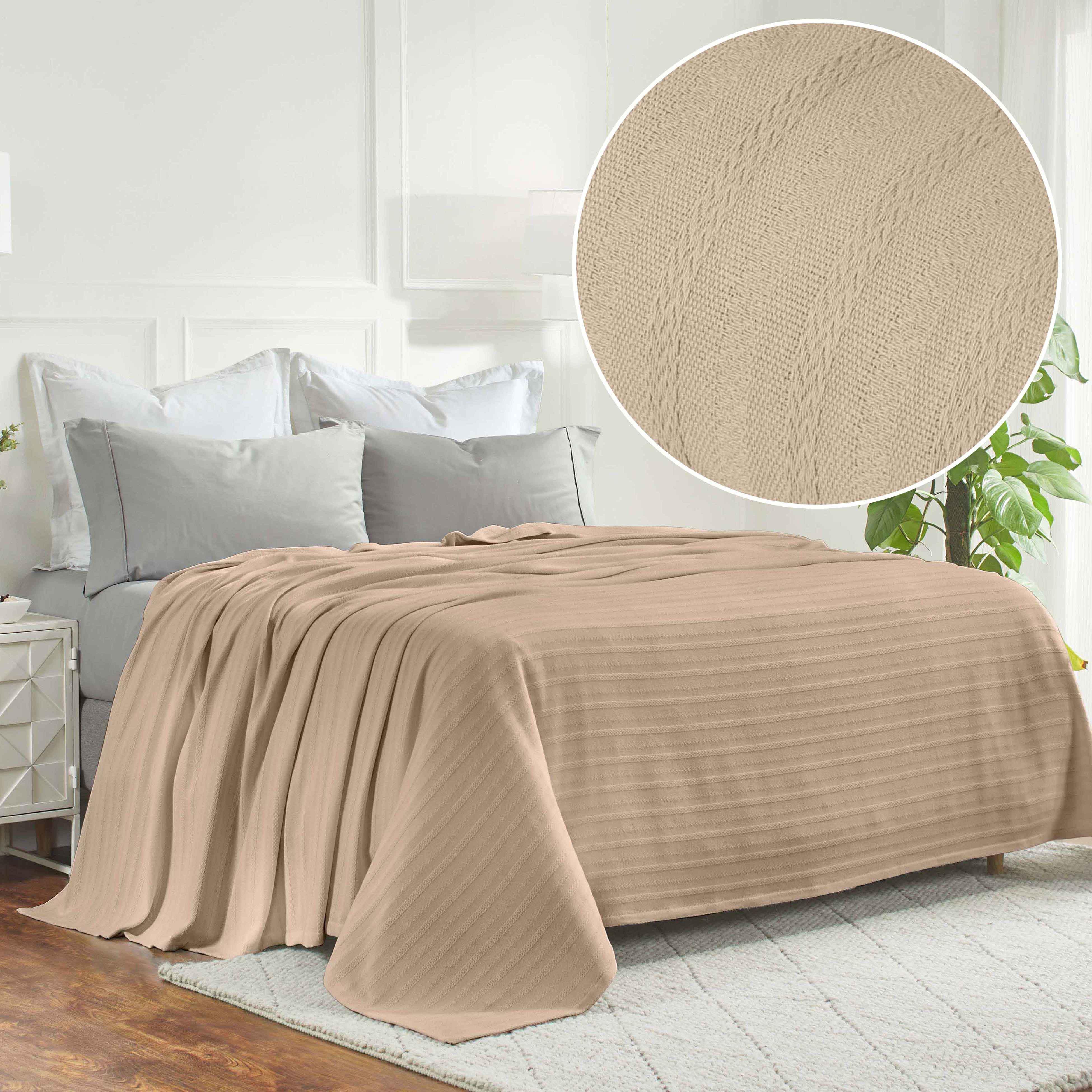 Clara Cotton Textured Jacquard Striped Lightweight Woven Blanket - Blanket by Superior Brand