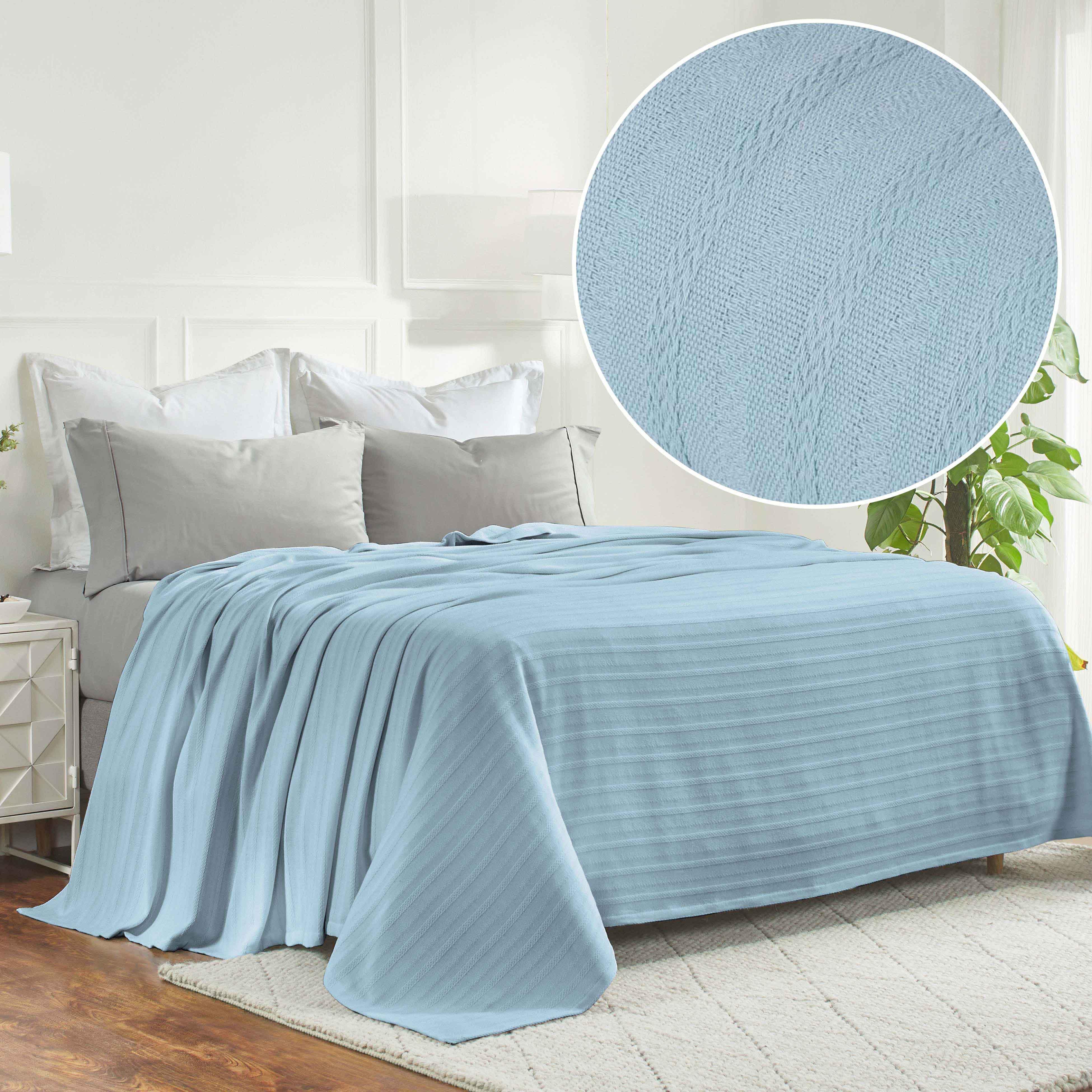 Clara Cotton Textured Jacquard Striped Lightweight Woven Blanket - Blanket by Superior Brand