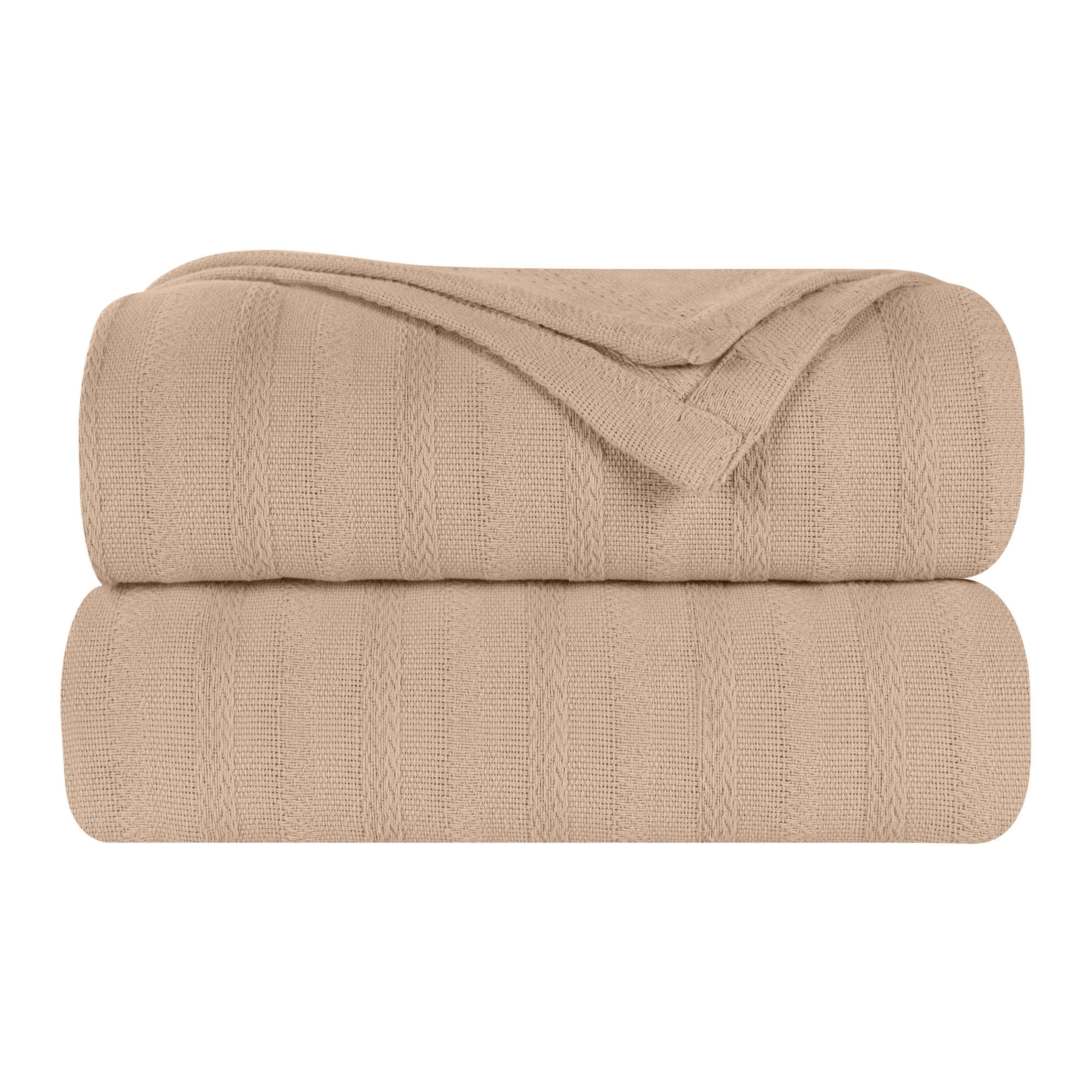 Clara Cotton Textured Jacquard Striped Lightweight Woven Blanket - Blanket by Superior Brand
