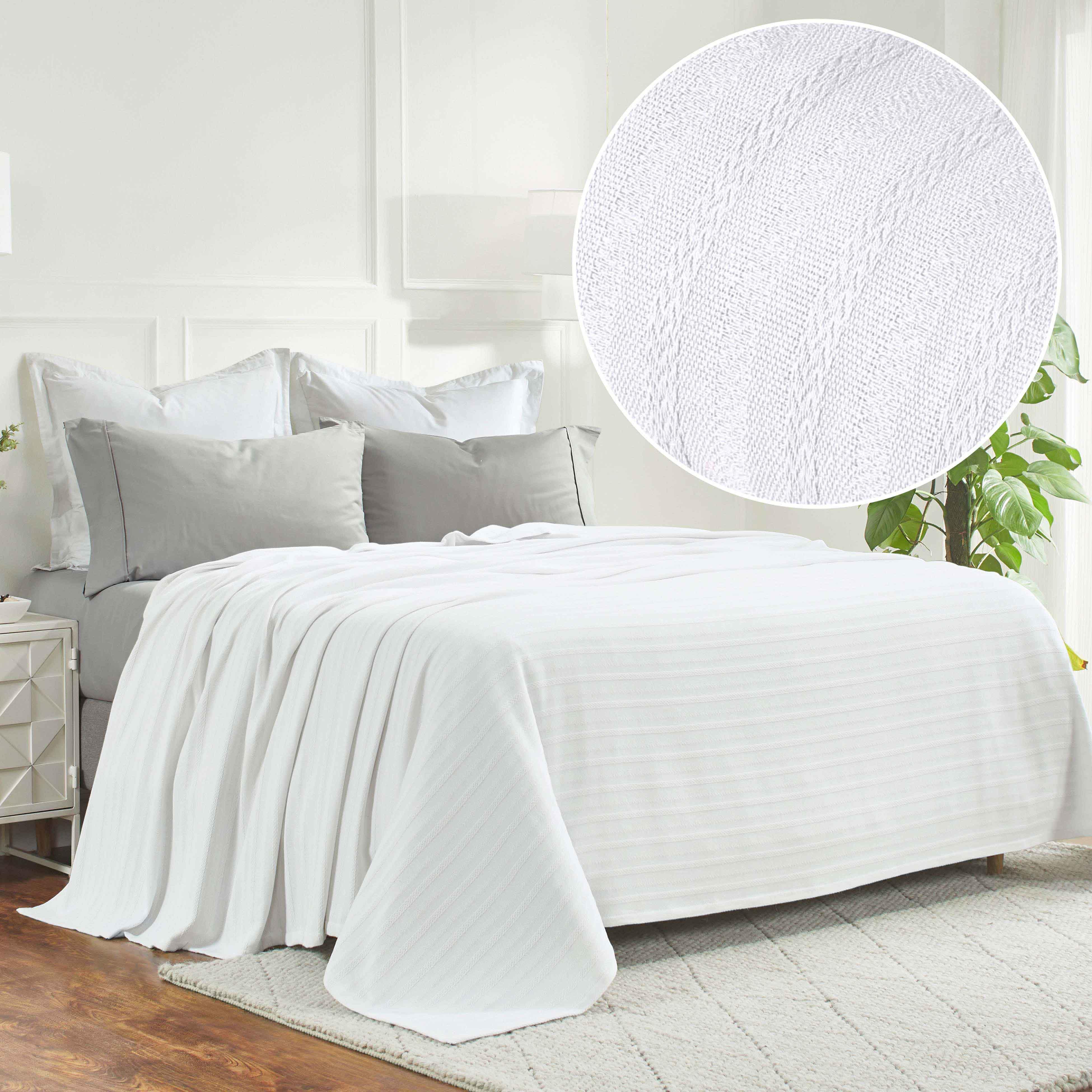 Clara Cotton Textured Jacquard Striped Lightweight Woven Blanket - Blanket by Superior Brand