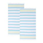 Coastal Resort Stripe Fouta 2 Piece Beach Towel with Tassels - Beach Towel by Superior