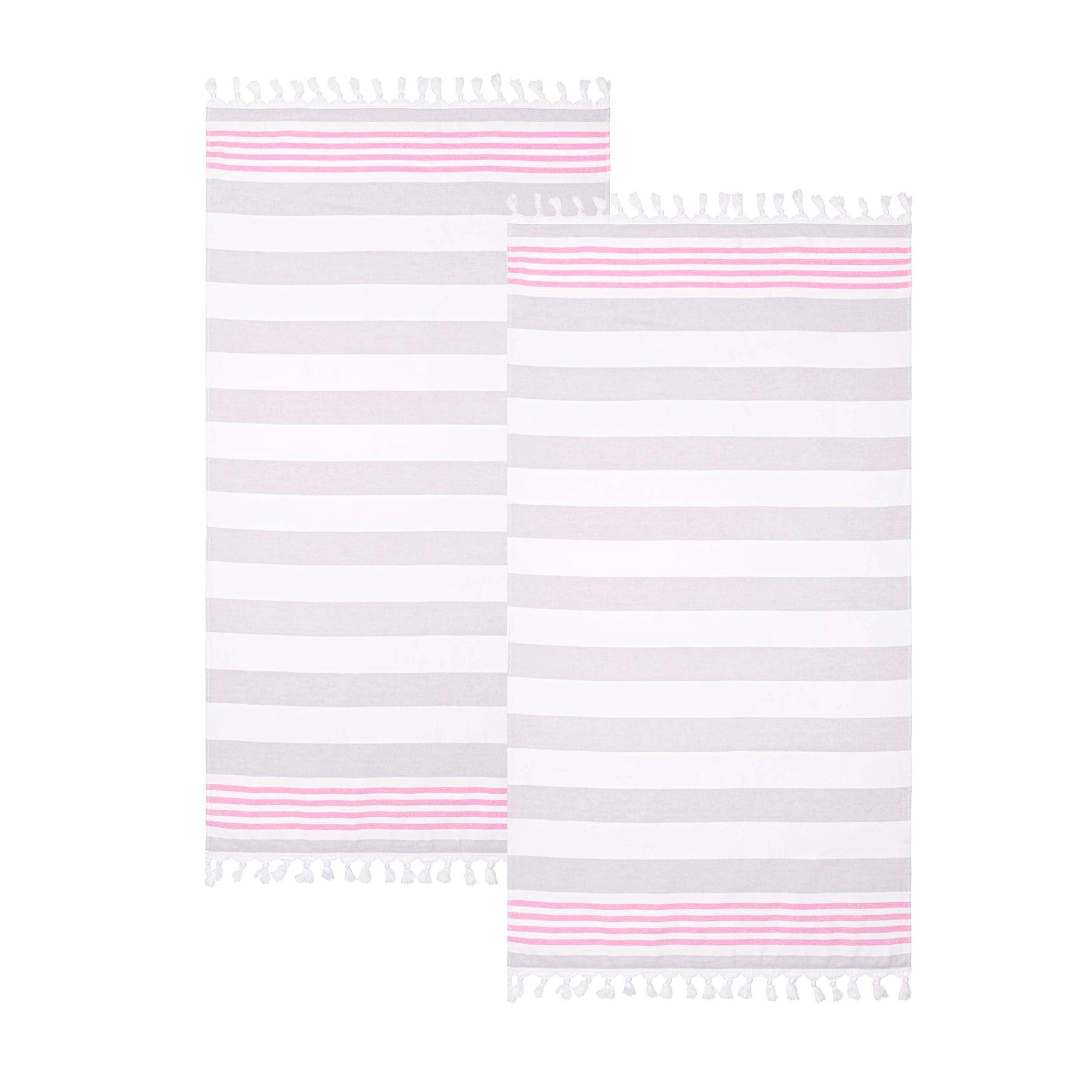 Coastal Resort Stripe Fouta Cotton Beach Towel Set of 2 Piece - Beach Towel by Superior Brand