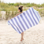 Coastal Resort Stripe Fouta 4 Piece Beach Towel with Tassels - Beach Towel by Superior