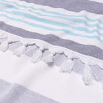 Coastal Resort Stripe Fouta 4 Piece Beach Towel with Tassels - Beach Towel by Superior