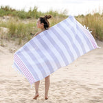 Coastal Resort Stripe Fouta 4 Piece Beach Towel with Tassels - Beach Towel by Superior