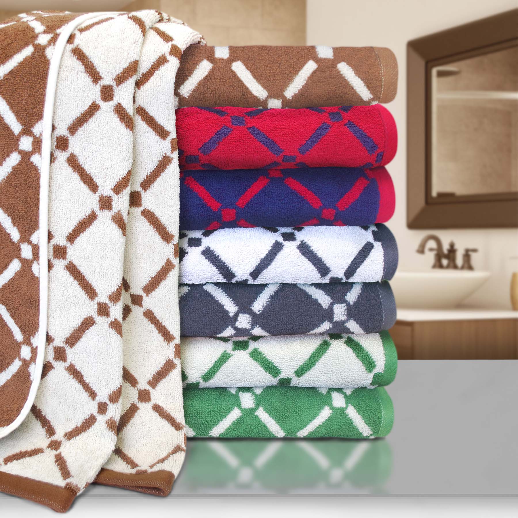 Cotton Diamond Geometric 2 Piece Bath Sheet Set - Bath Sheet by Superior Brand