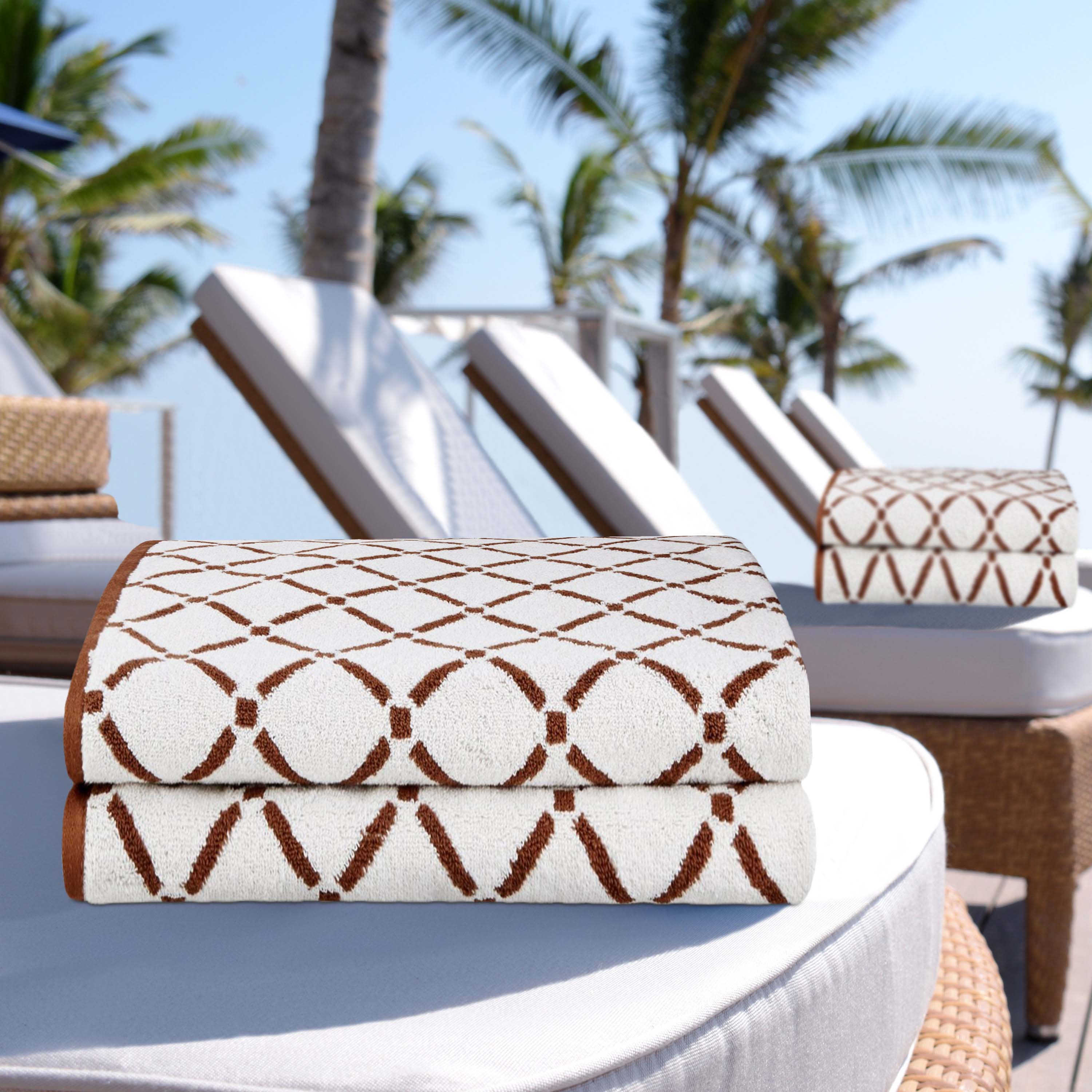 Cotton Diamond Geometric 2 Piece Bath Sheet Set - Bath Sheet by Superior Brand