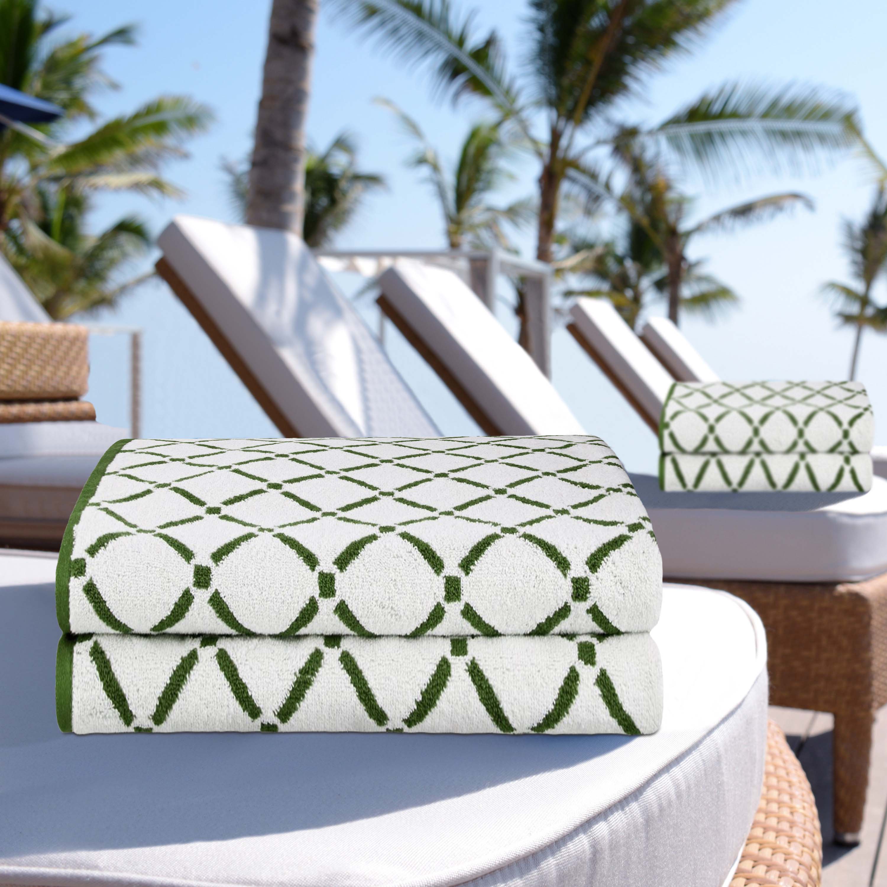 Cotton Diamond Geometric 2 Piece Bath Sheet Set - Bath Sheet by Superior Brand