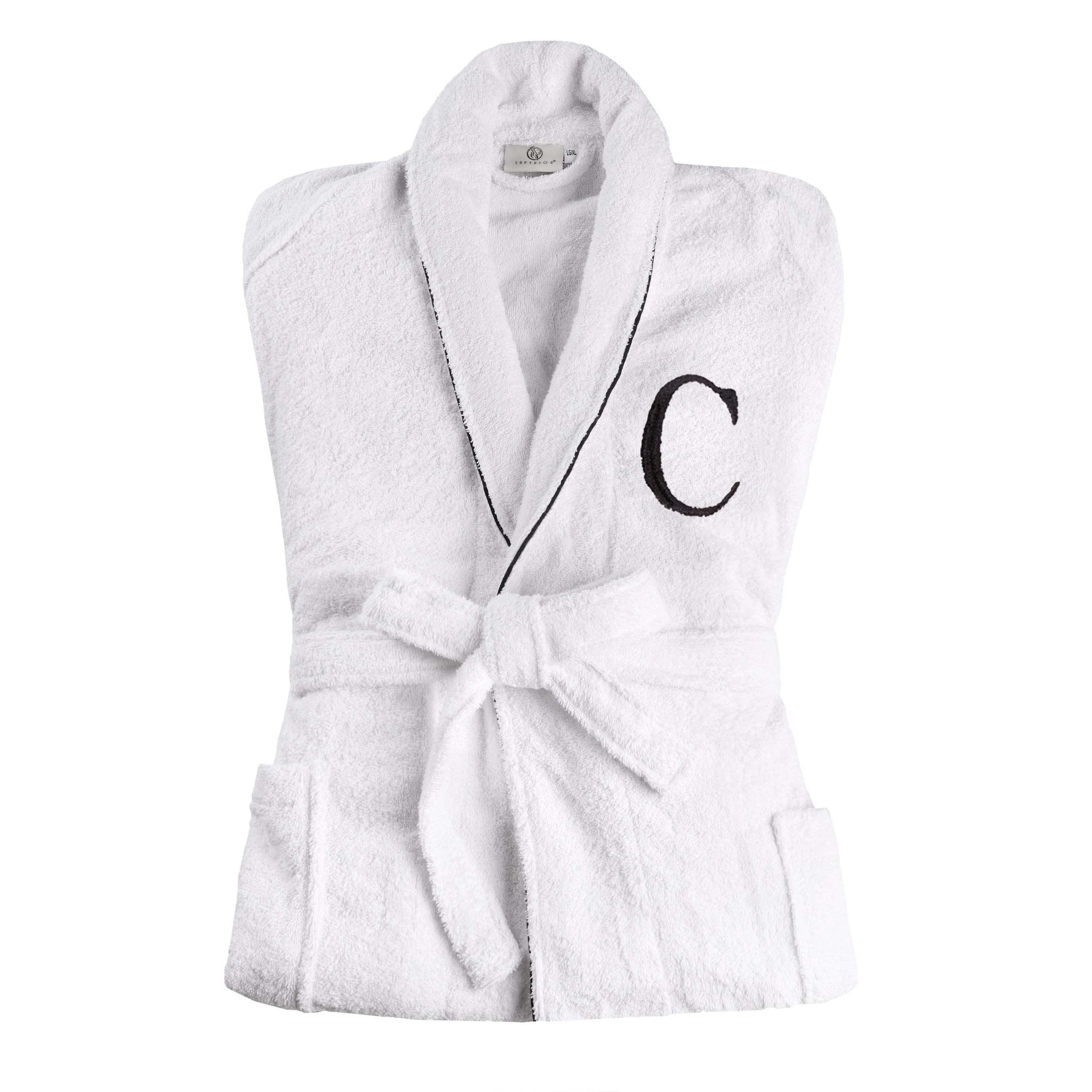 Cotton Embroidered Bathrobe Adults Unisex Bath Robe for Men and Women - Bath Robe by Superior Brand