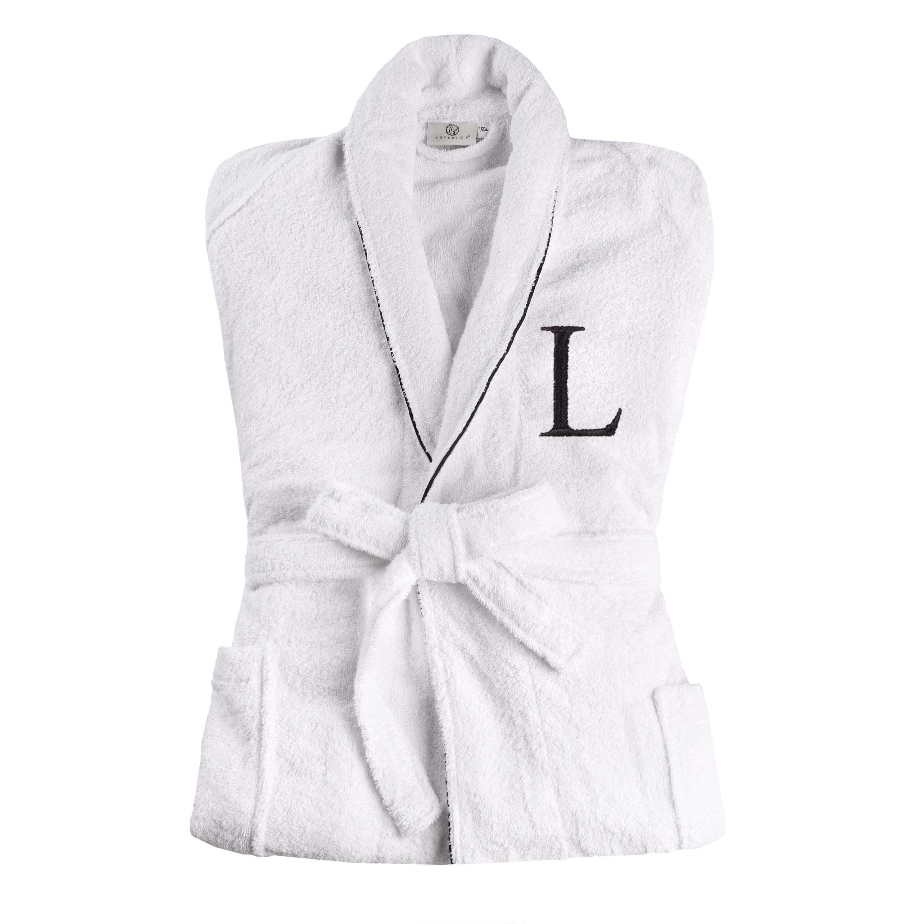 Cotton Embroidered Bathrobe Adults Unisex Bath Robe for Men and Women - Bath Robe by Superior Brand
