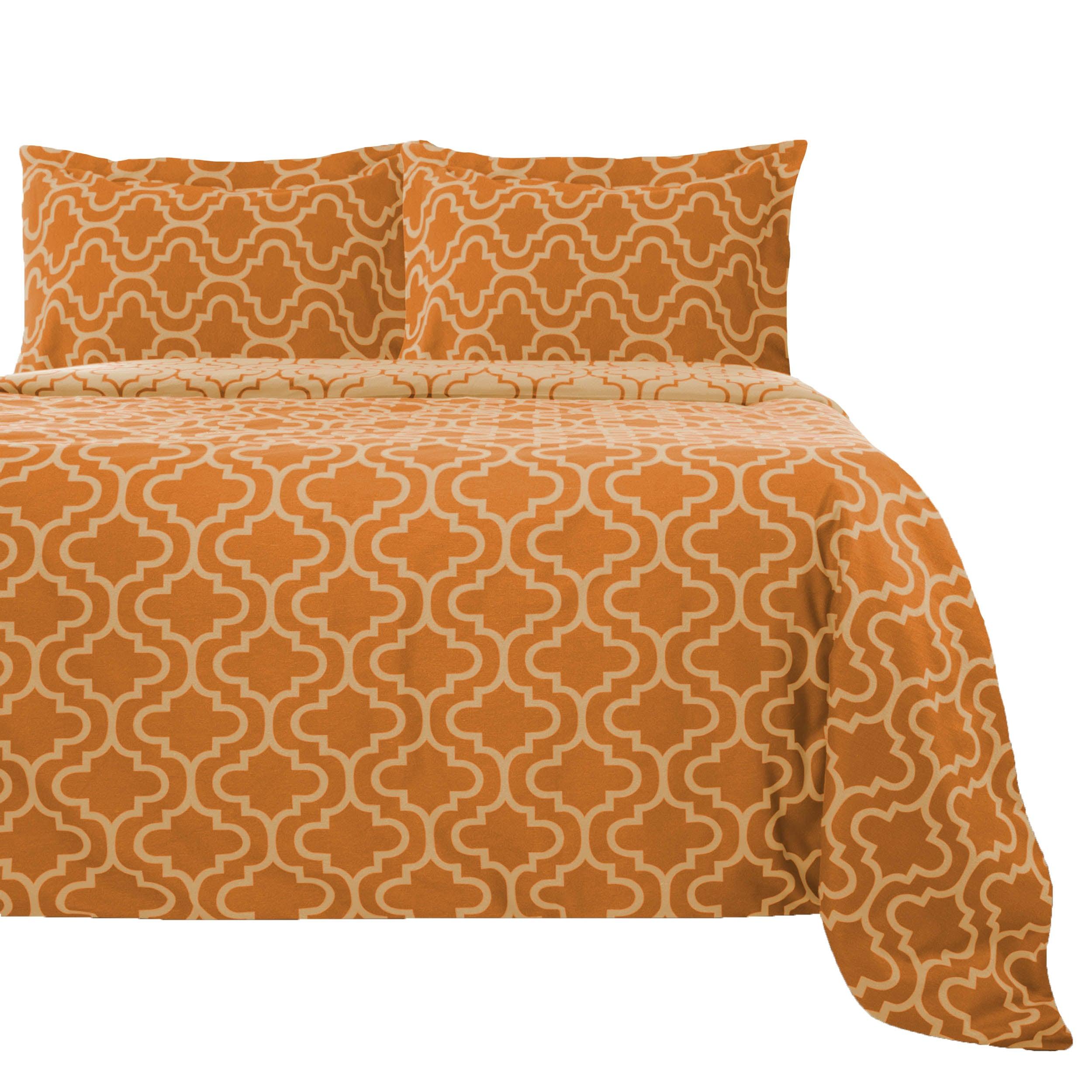 Cotton Flannel Solid Trellis Duvet Cover Set with Button Closure - Duvet Cover Set by Superior