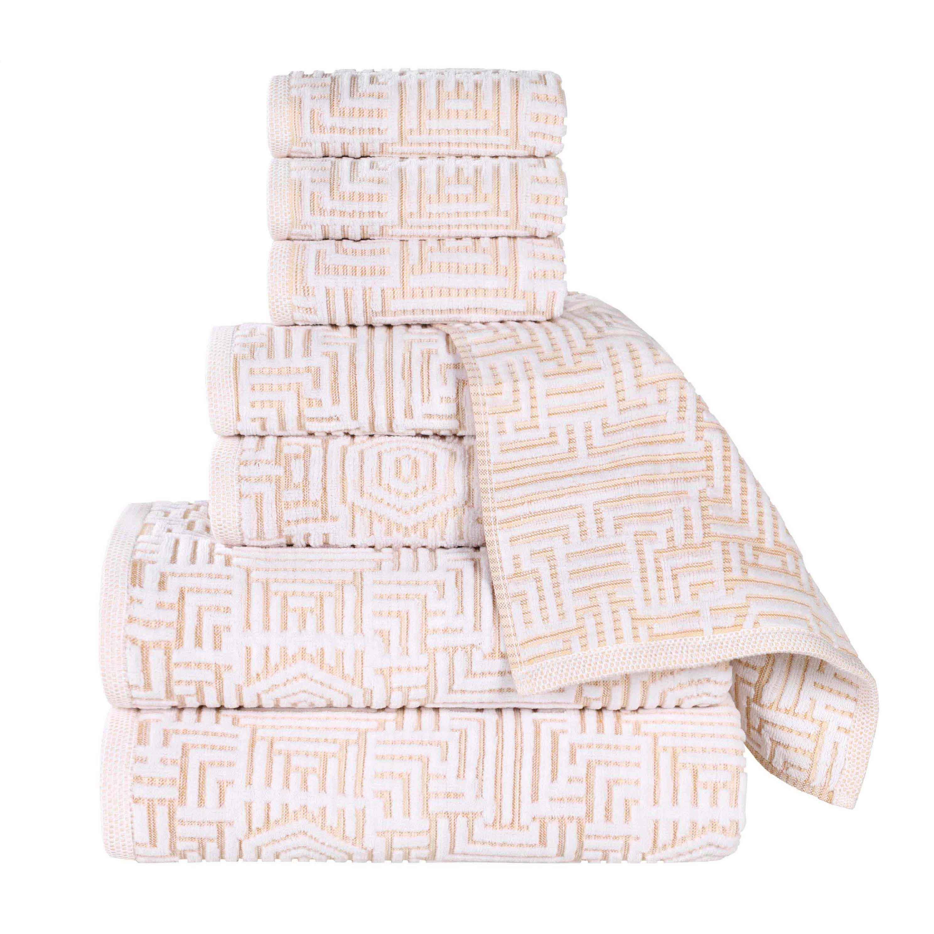 Cotton Modern Geometric Jacquard Plush Absorbent 8 Piece Towel Set - Towel Set by Superior Brand