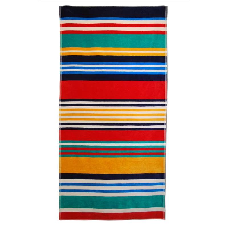 Multicolored Striped Oversized Cotton Beach Towel Set of 2 Piece - Beach Towel by Superior Brand